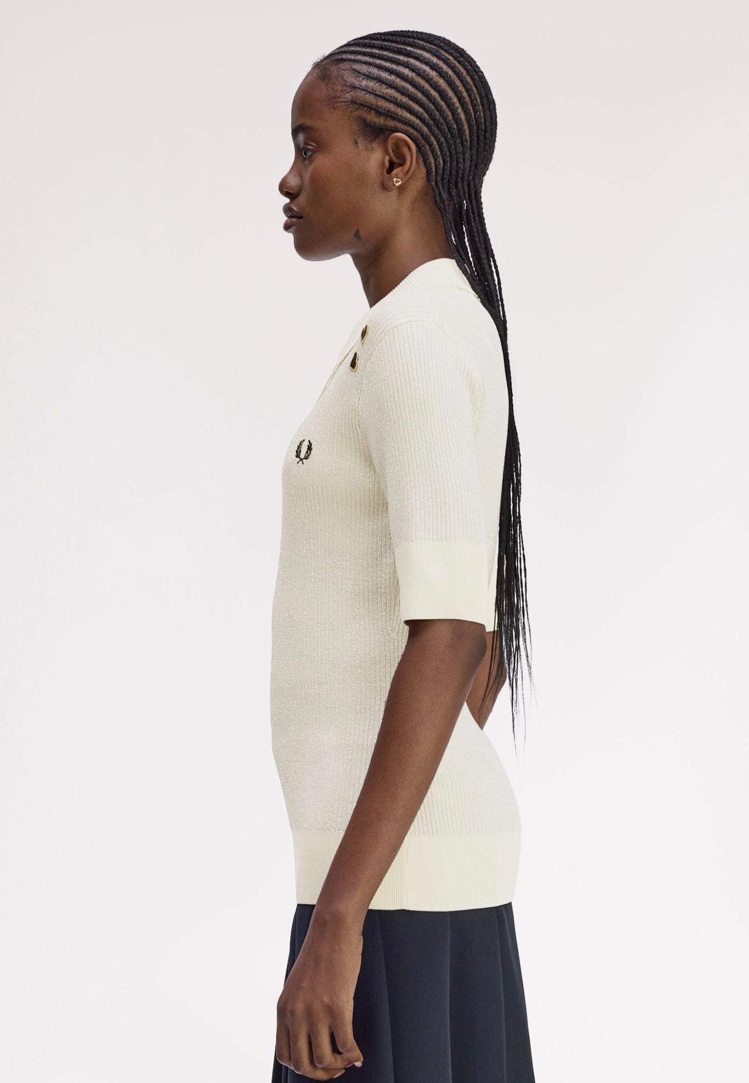 Fred Perry x Amy Winehouse - Metallic Rib Knit Ecru - Polo | Women-Image