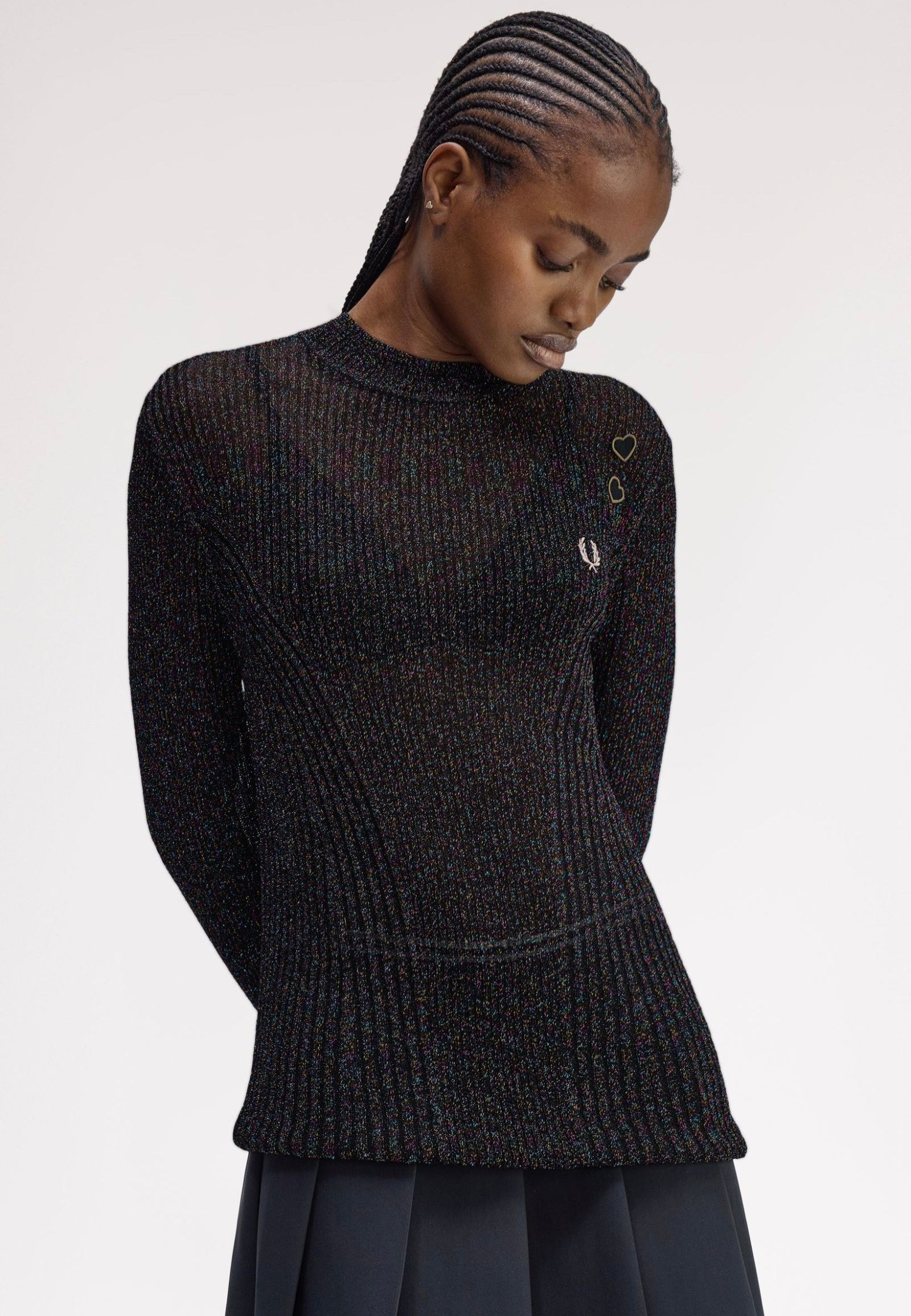 Fred Perry x Amy Winehouse - Open-Knit Metallic Ribbed Black - Top | Women-Image