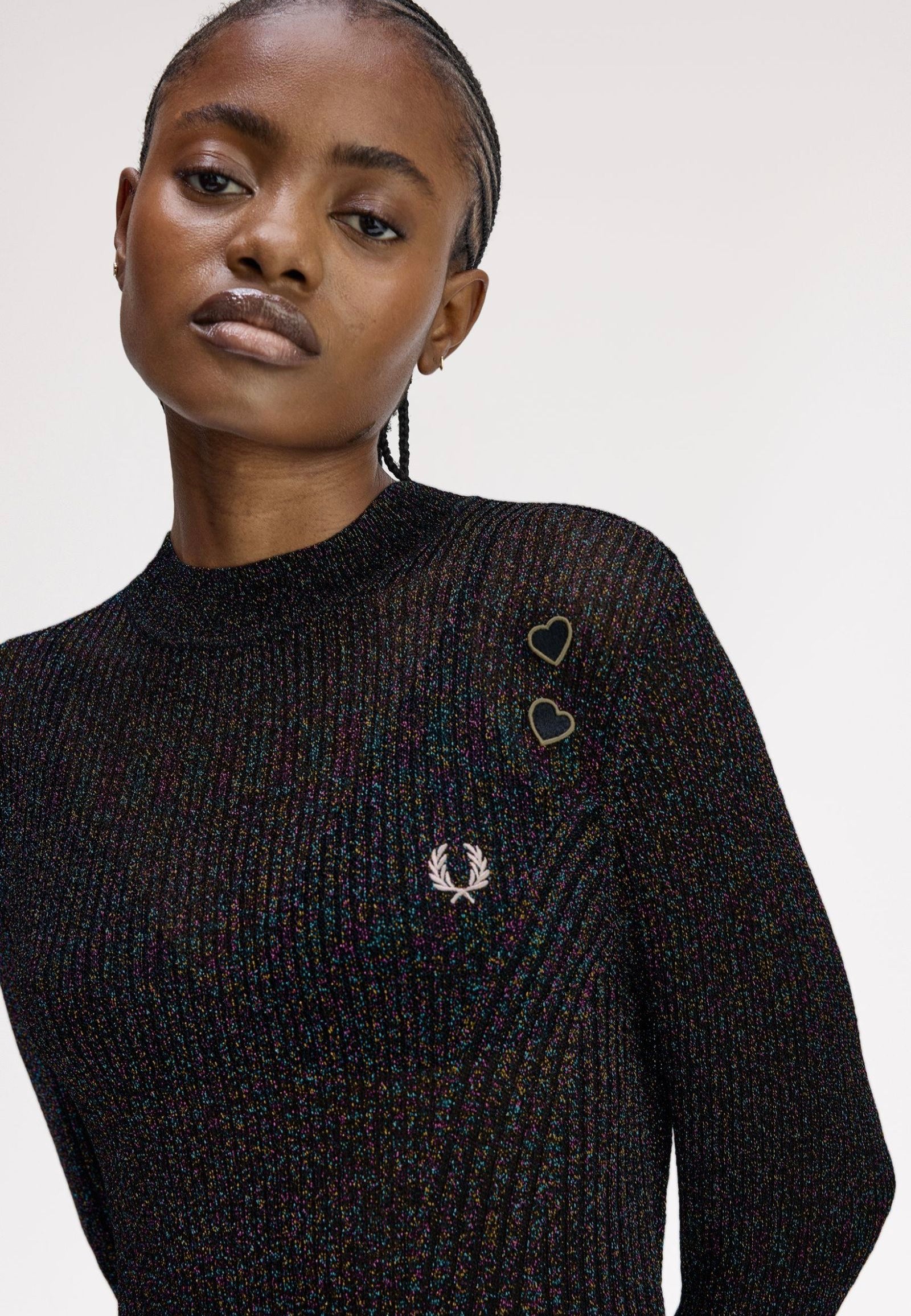 Fred Perry x Amy Winehouse - Open-Knit Metallic Ribbed Black - Top | Women-Image