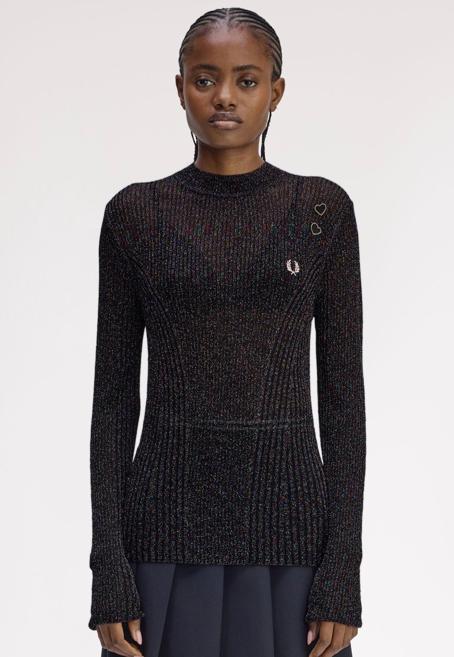 Fred Perry x Amy Winehouse - Open-Knit Metallic Ribbed Black - Top | Women-Image