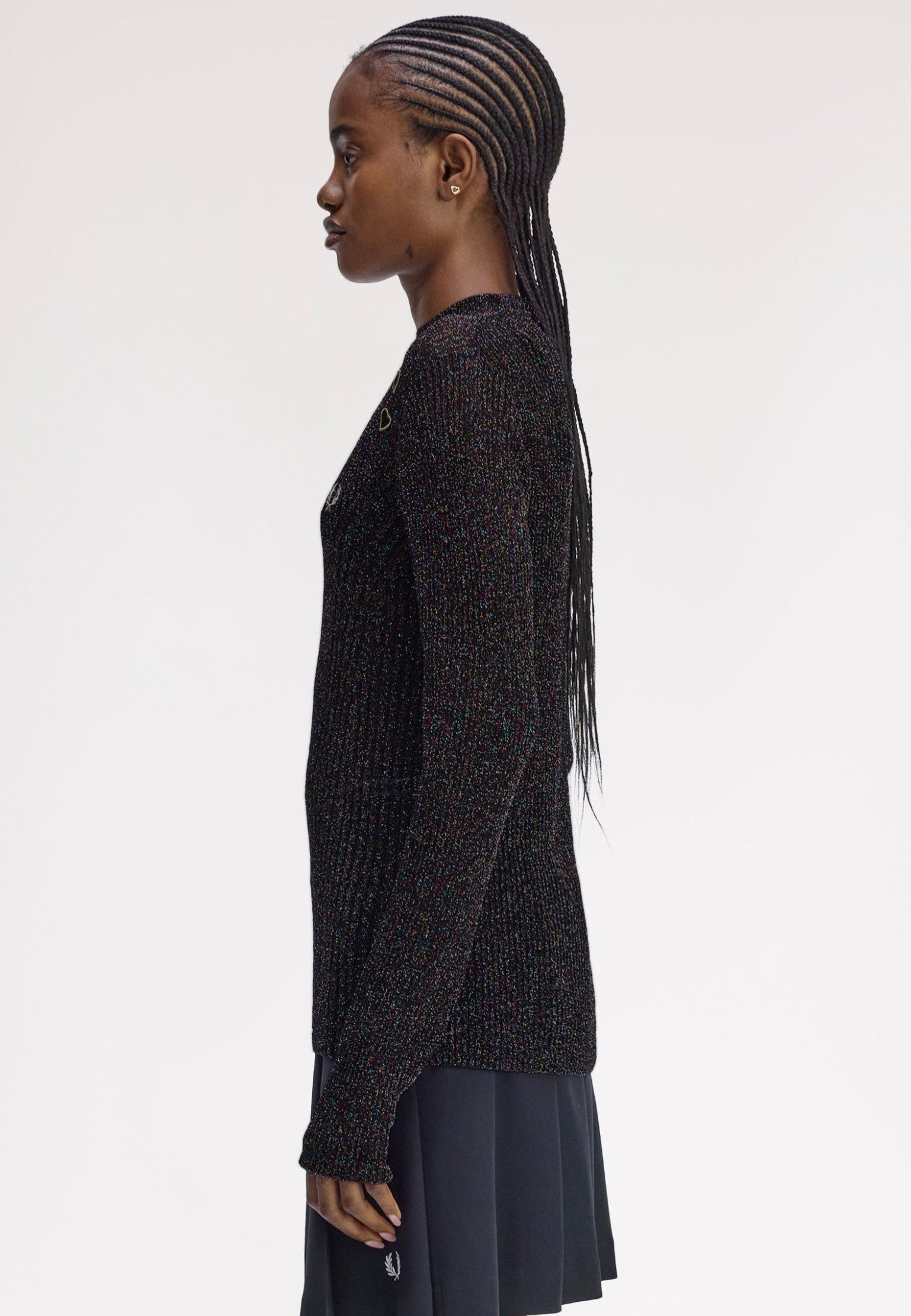 Fred Perry x Amy Winehouse - Open-Knit Metallic Ribbed Black - Top | Women-Image