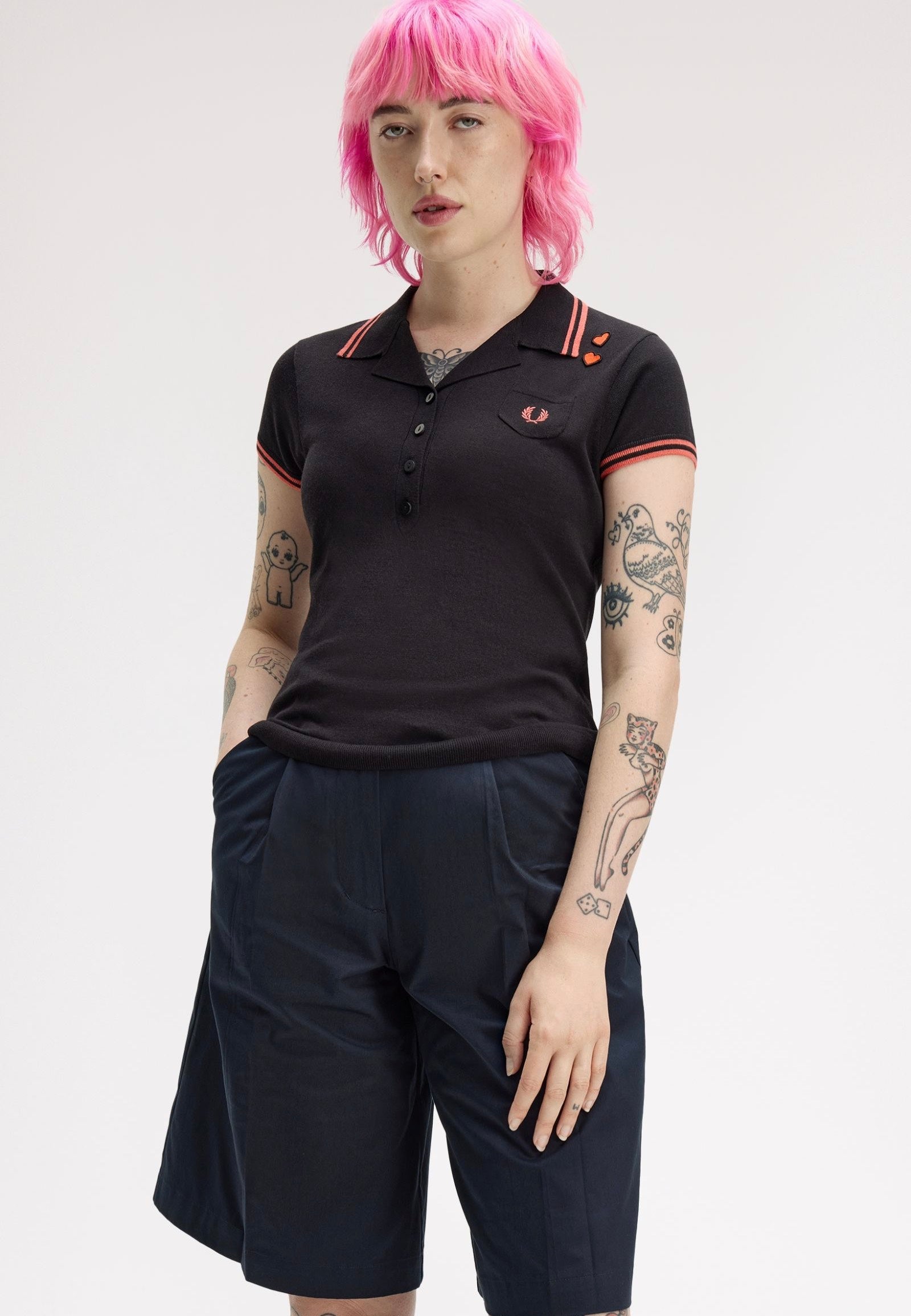 Fred Perry x Amy Winehouse - Pocket Detail Knitted Black - Polo | Women-Image