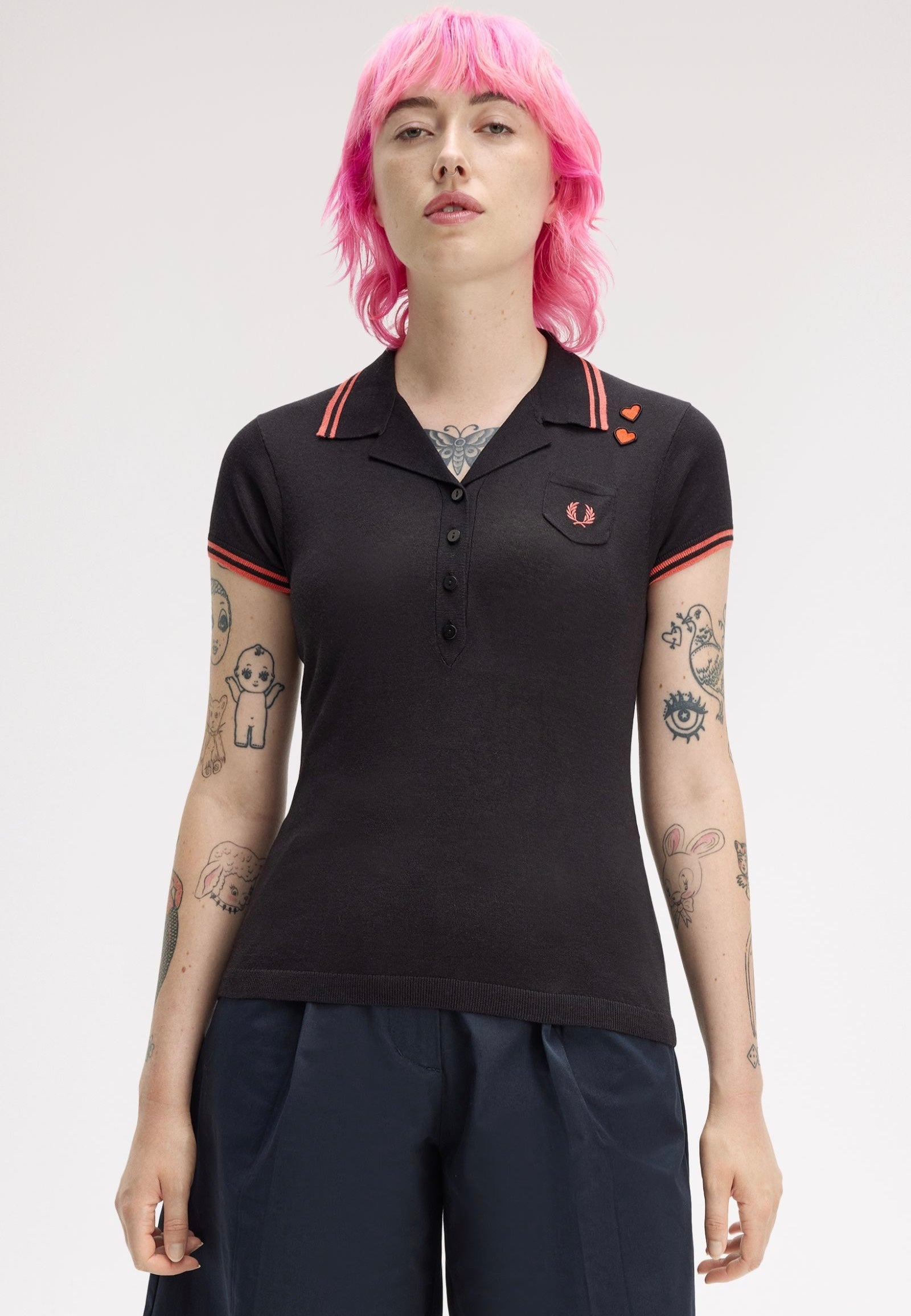 Fred Perry x Amy Winehouse - Pocket Detail Knitted Black - Polo | Women-Image