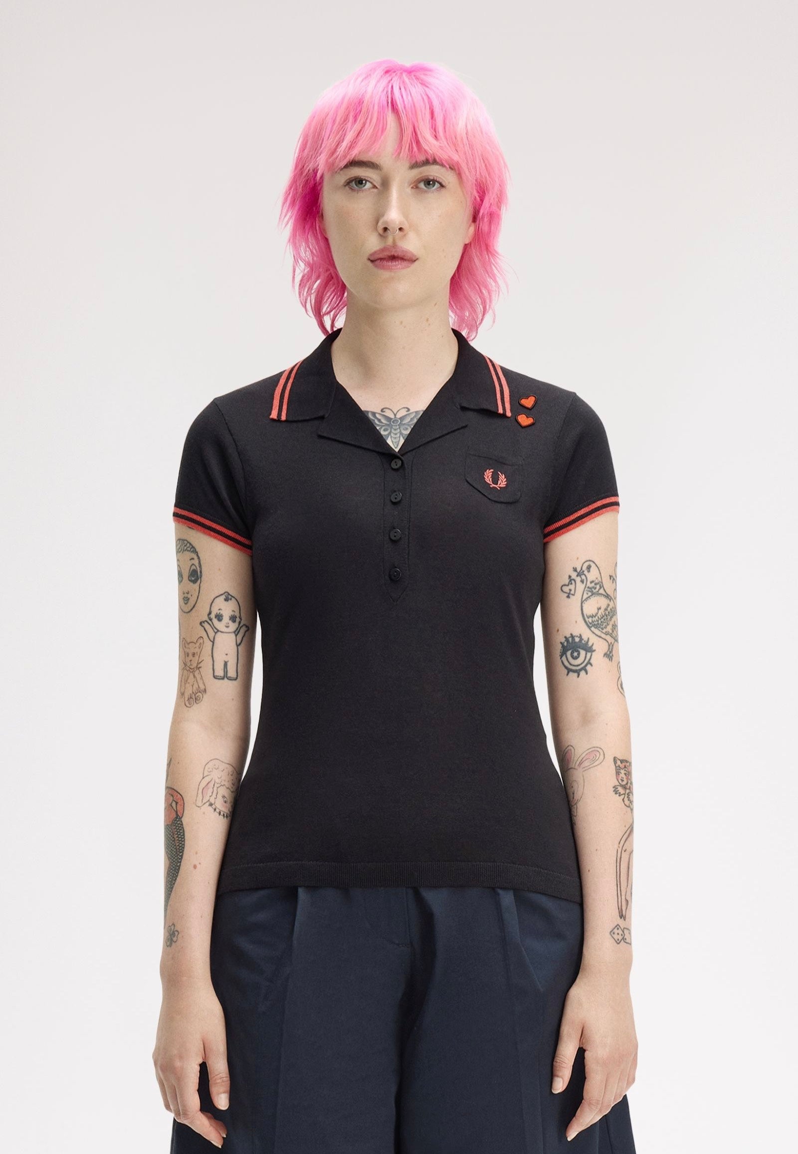 Fred Perry x Amy Winehouse - Pocket Detail Knitted Black - Polo | Women-Image