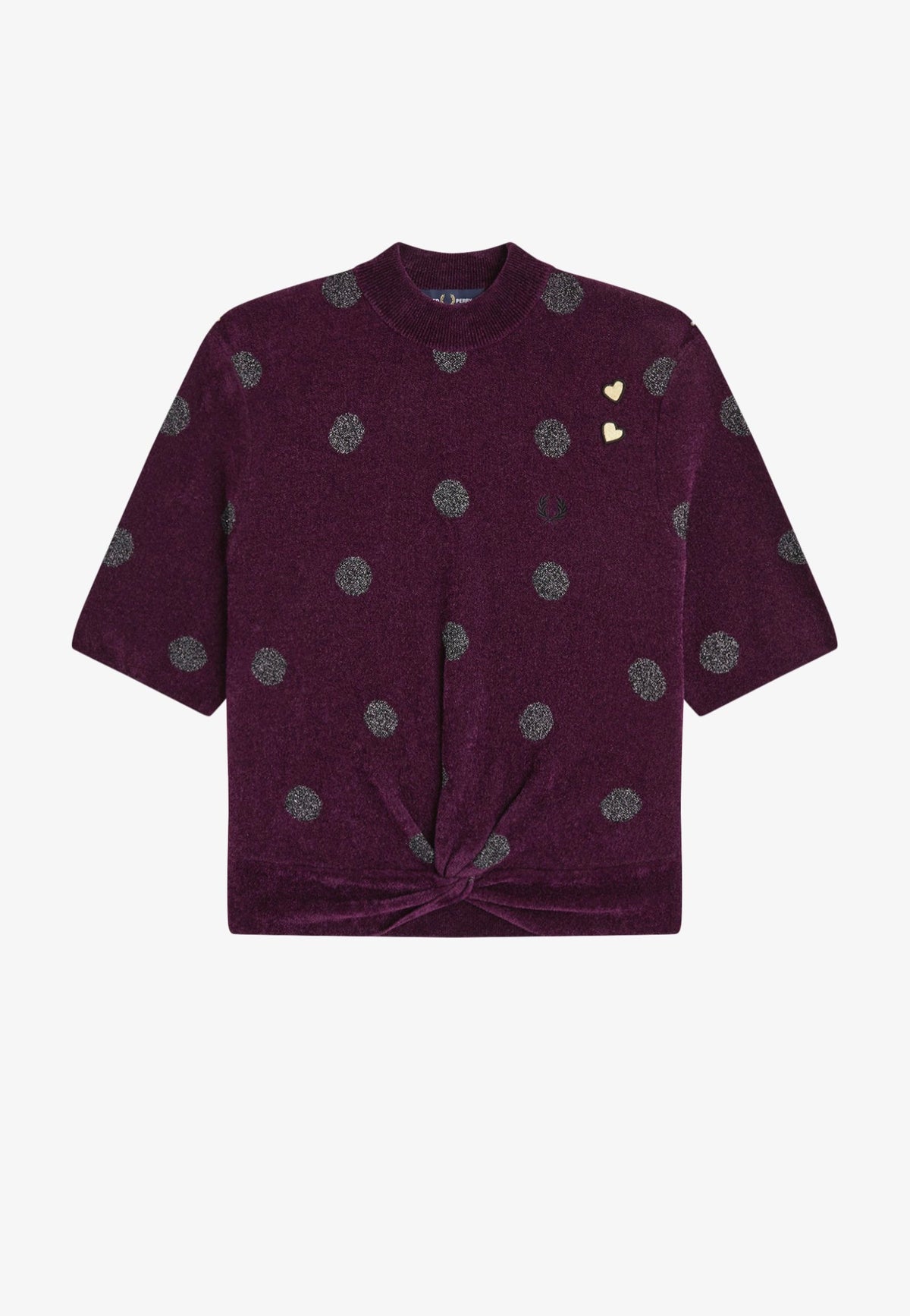 Fred Perry Polka Dot Knitted Plum Top | Women-Image