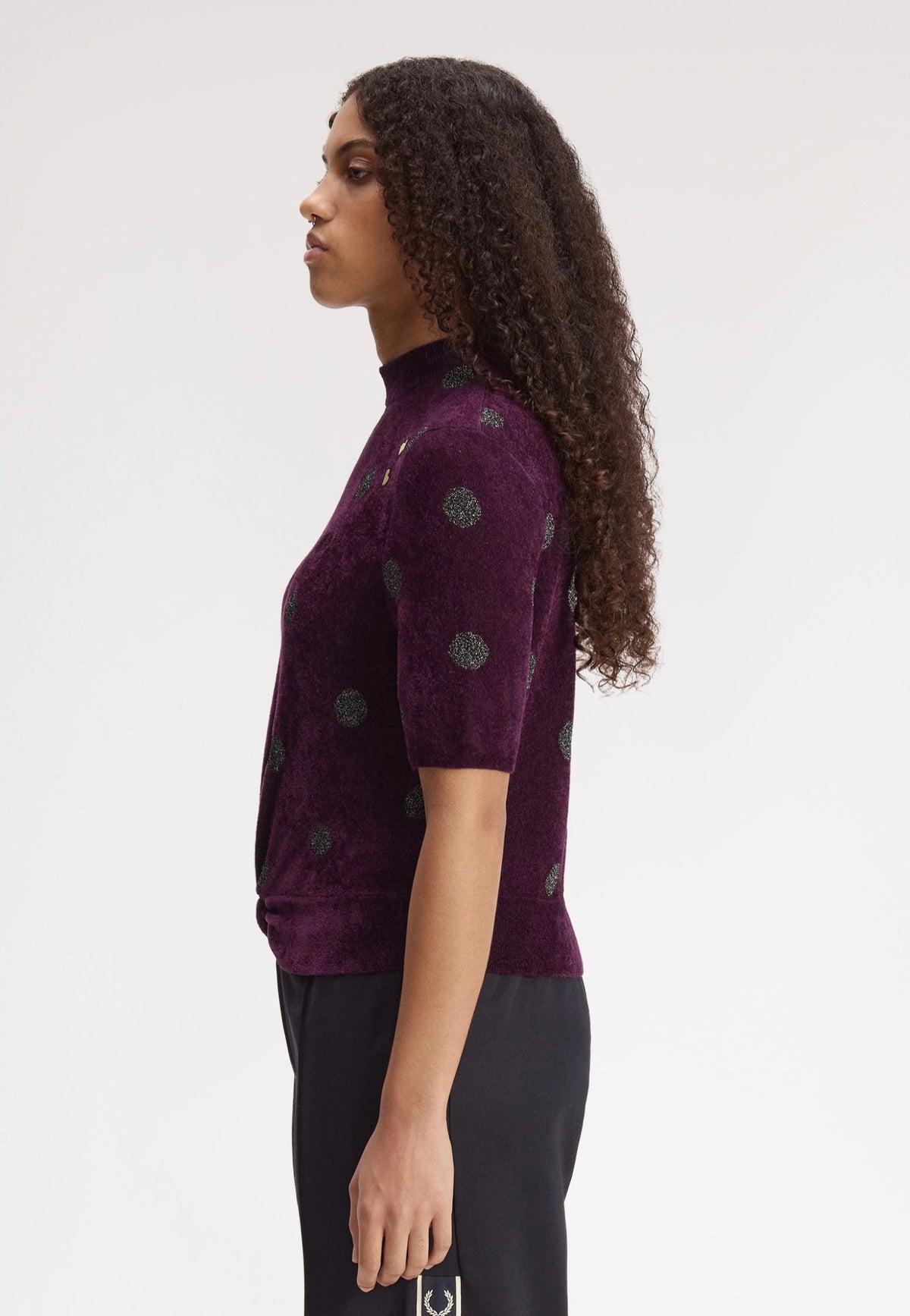 Fred Perry Polka Dot Knitted Plum Top | Women-Image