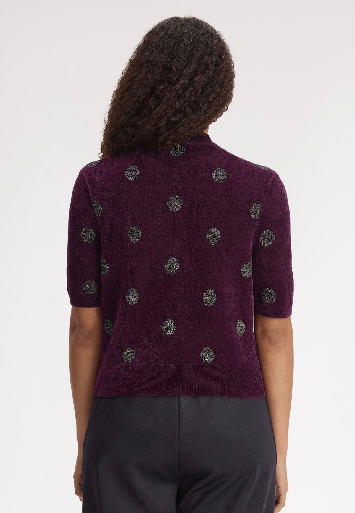 Fred Perry Polka Dot Knitted Plum Top | Women-Image