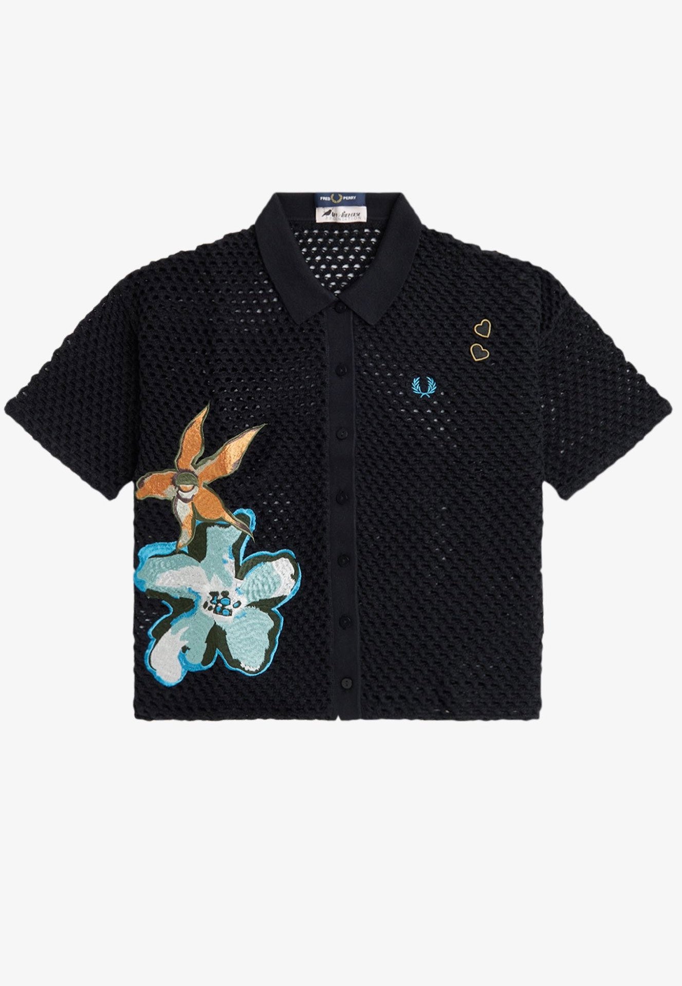 Fred Perry x Amy Winehouse Embroidered Open Knit Black - Shirt