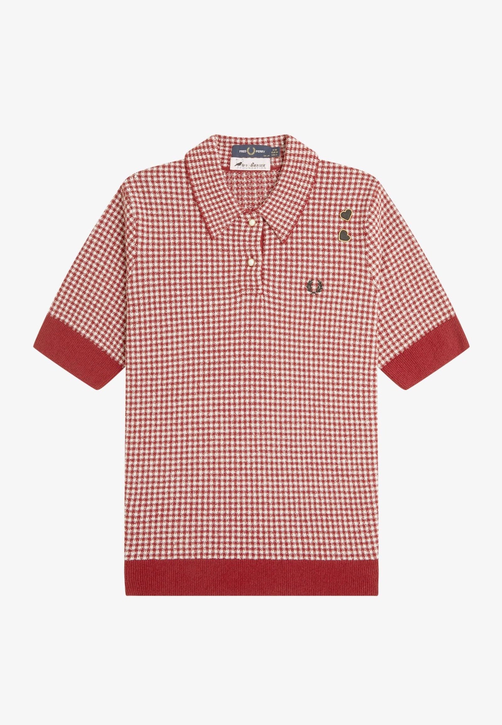 Fred Perry x Amy Winehouse - Gingham Knitted Burnt Red - Polo | Women-Image
