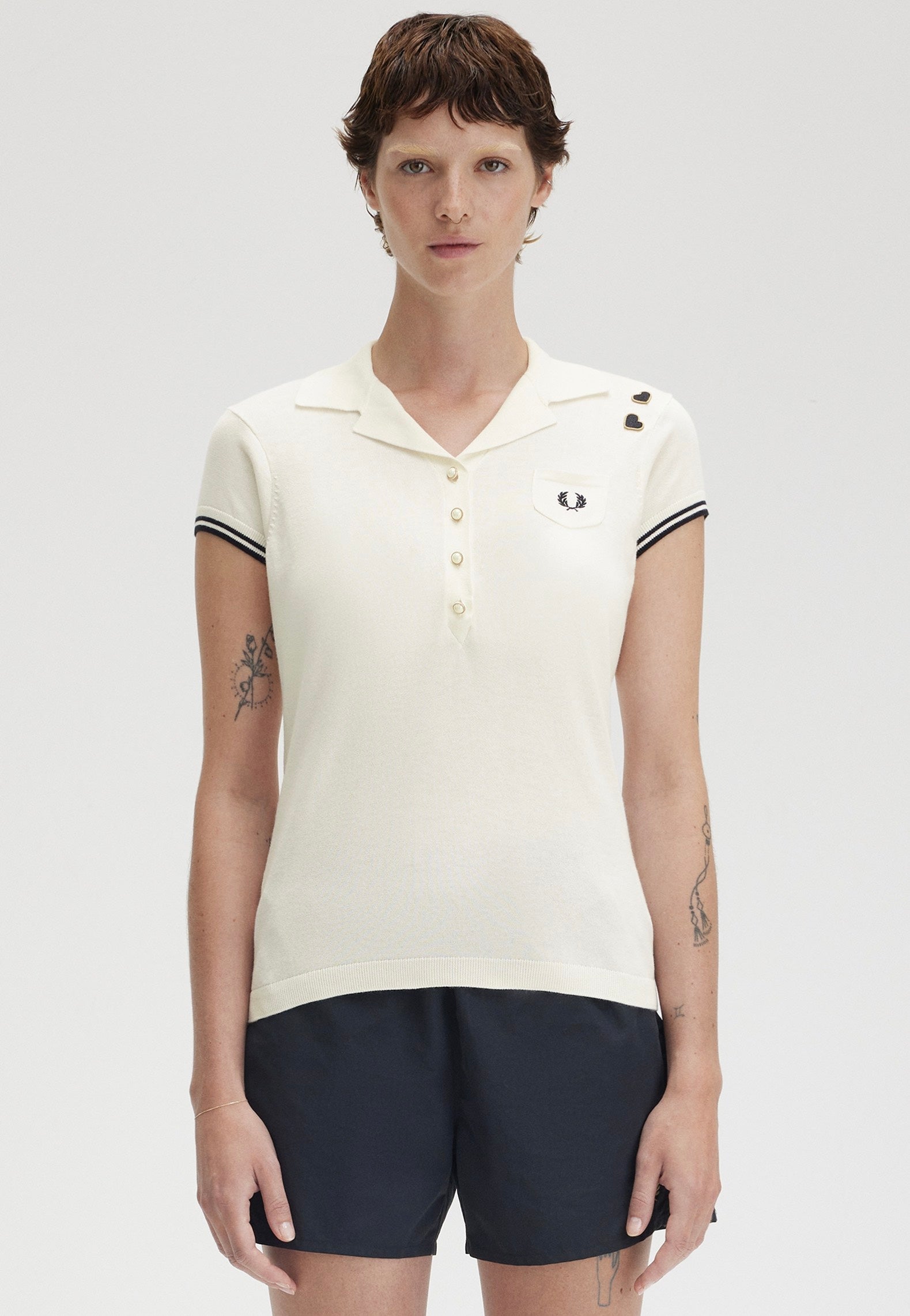 Fred Perry x Amy Winehouse - Pocket Detail Knitted Light Ecru - Polo | Women-Image