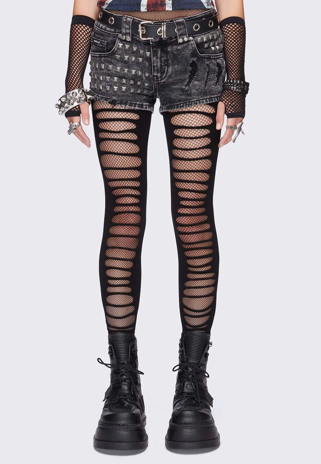 Minga London - Slashed Fishnet Black - Tights | Women-Image