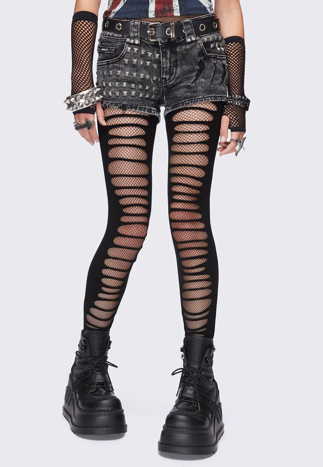 Minga London - Slashed Fishnet Black - Tights | Women-Image