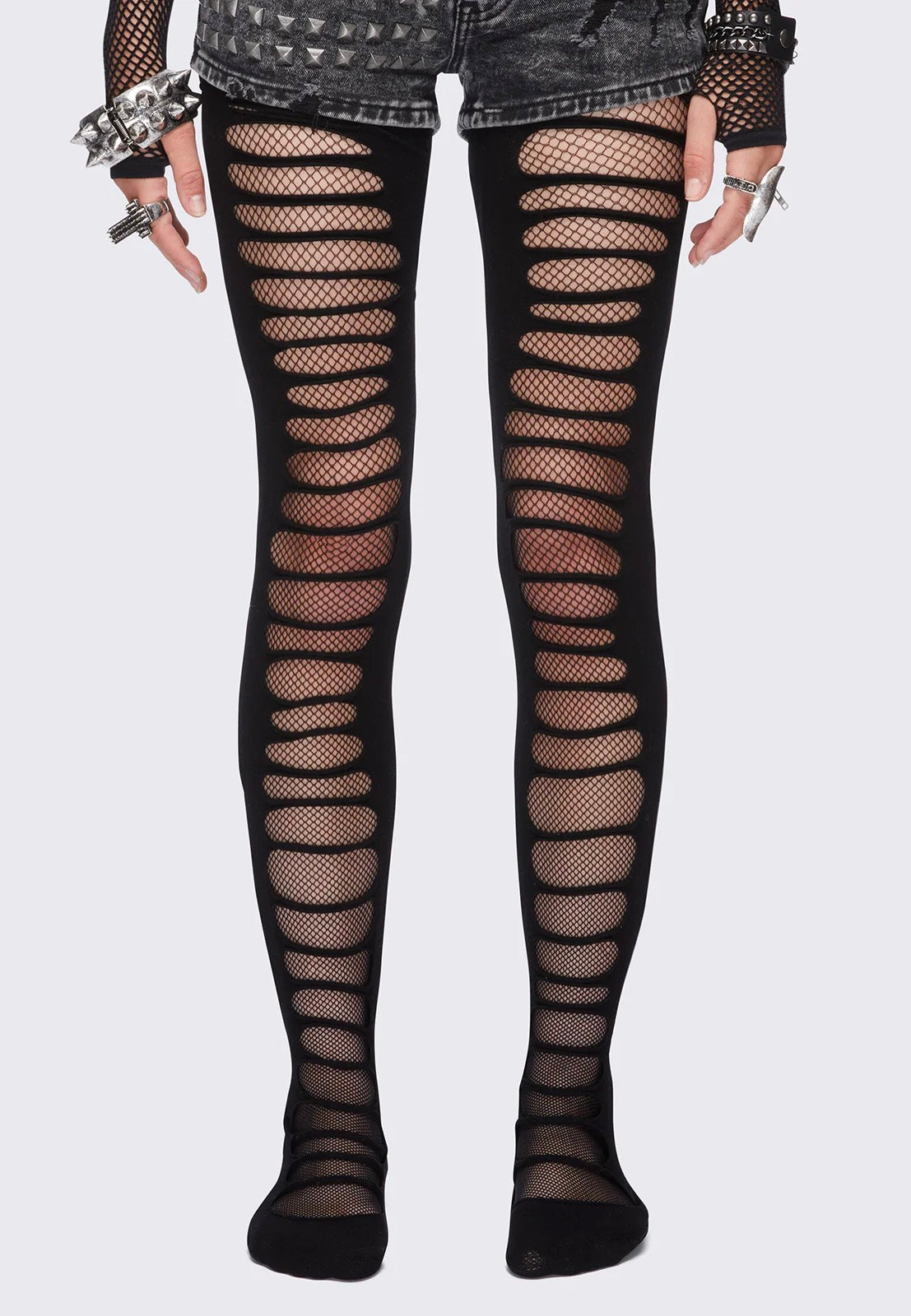 Minga London - Slashed Fishnet Black - Tights | Women-Image