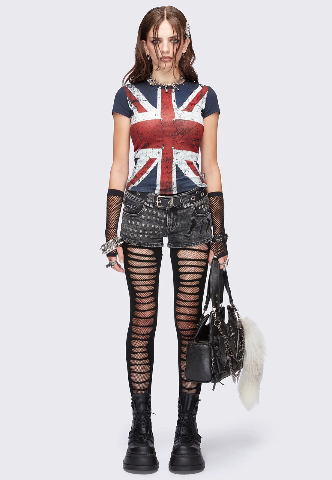 Minga London - Slashed Fishnet Black - Tights | Women-Image