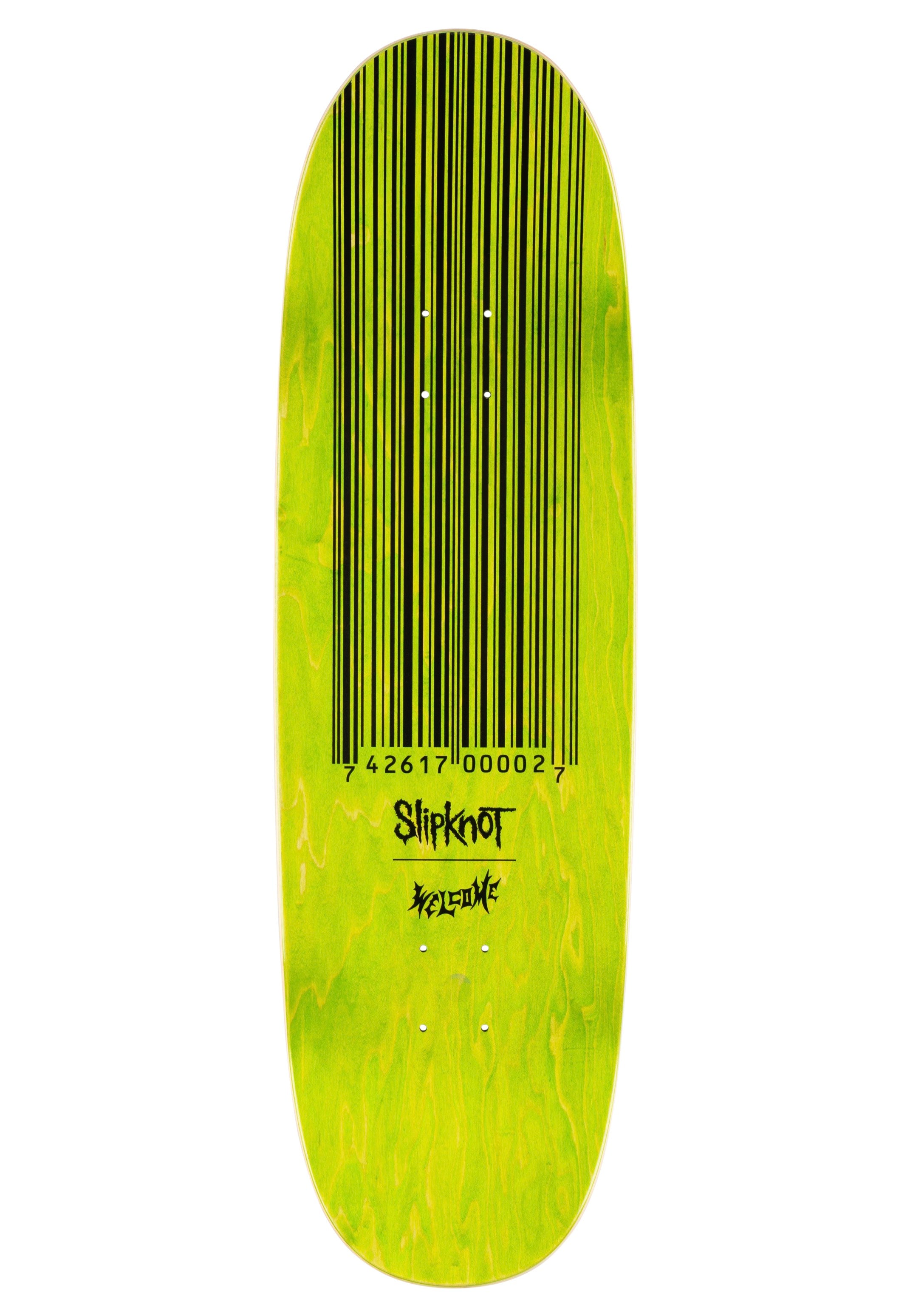Welcome x Slipknot - Oval Logo on Boline 2.0 - 9.5" Black/Green Stain - Skate Deck | Neutral-Image