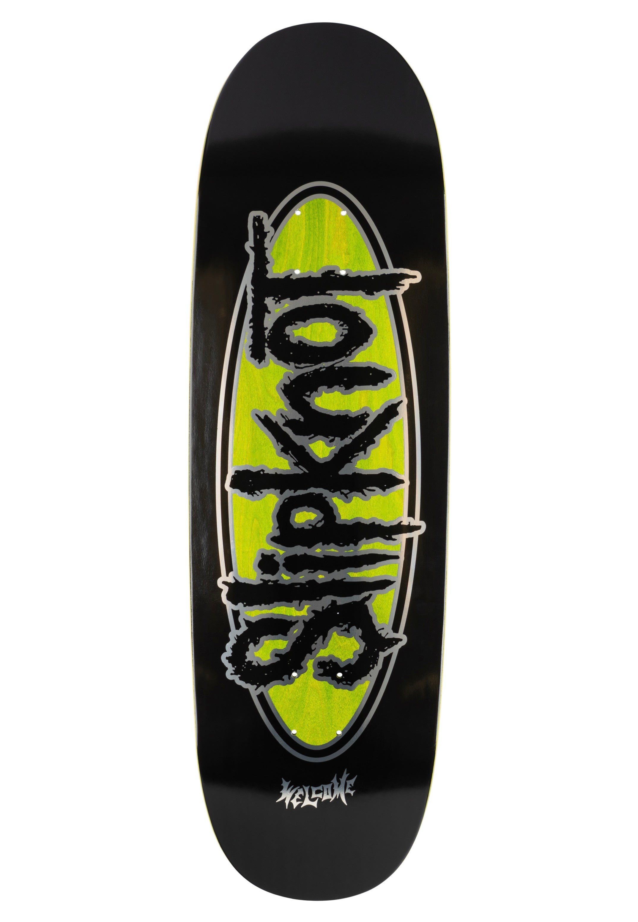 Welcome x Slipknot - Oval Logo on Boline 2.0 - 9.5" Black/Green Stain - Skate Deck | Neutral-Image