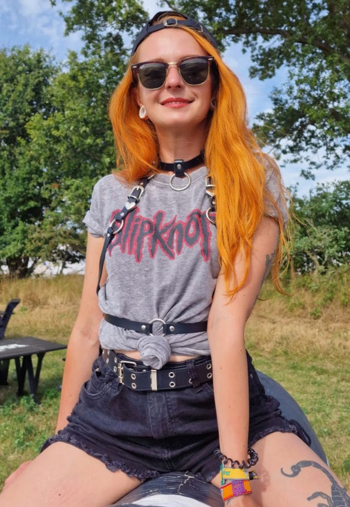 Slipknot - Red Logo Burnout Grey - T-Shirt | Women-Image