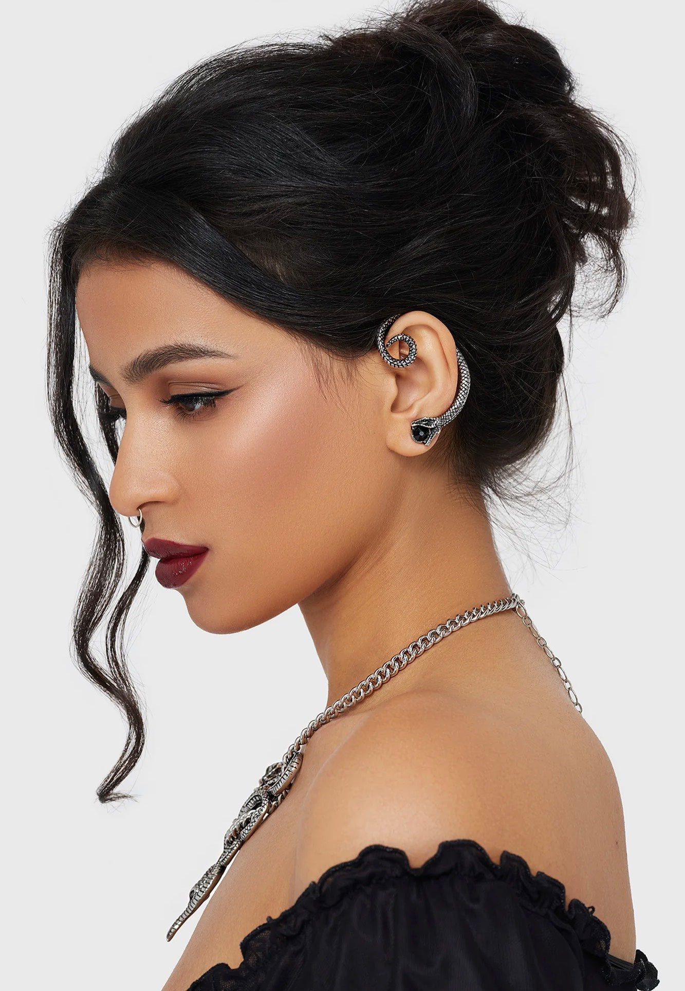 Killstar - Snake Venom Ear Climber Silver - Earrings | Neutral-Image