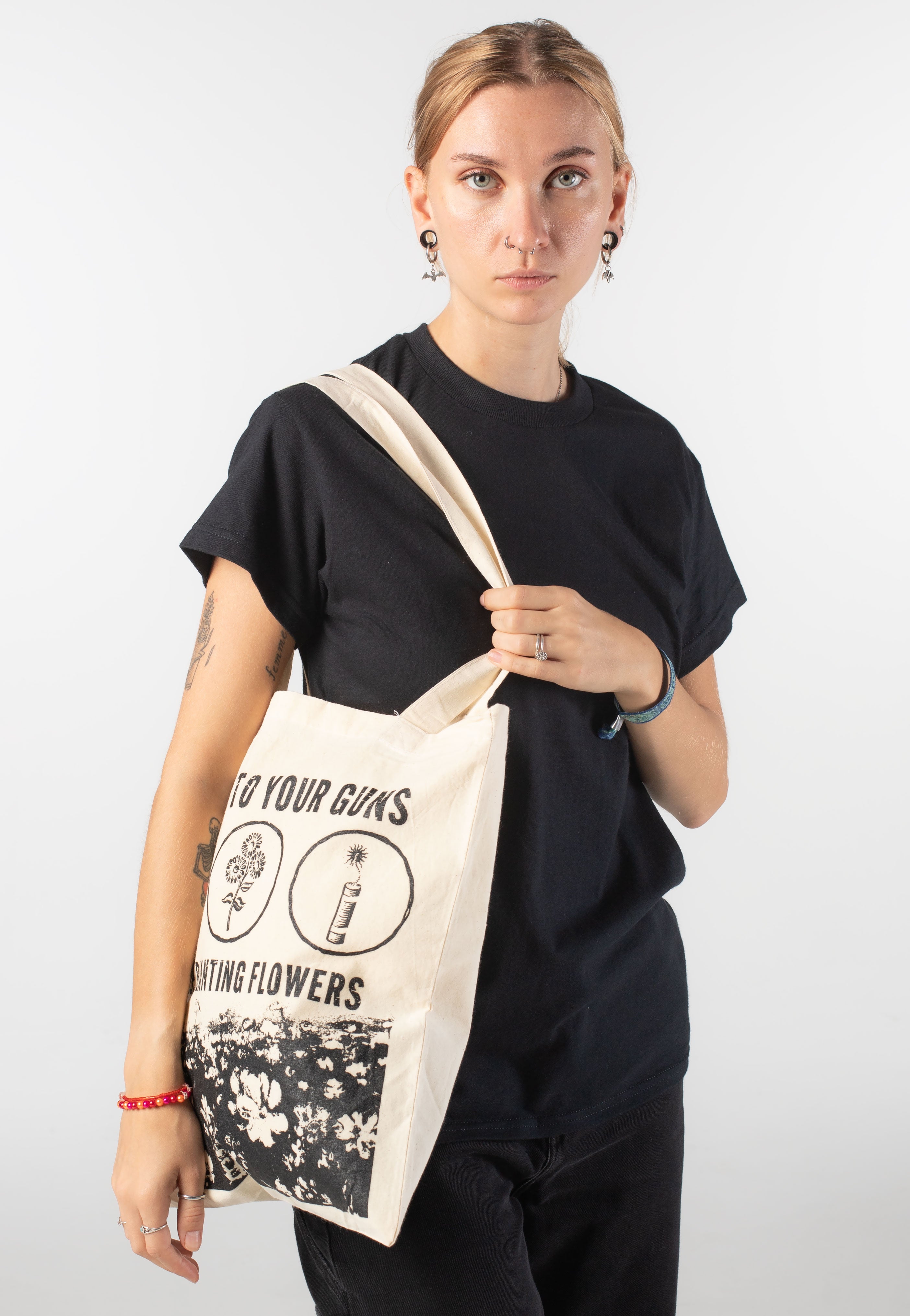 Stick To Your Guns - Keep Planting Flowers Natural - Tote Bag | Neutral-Image