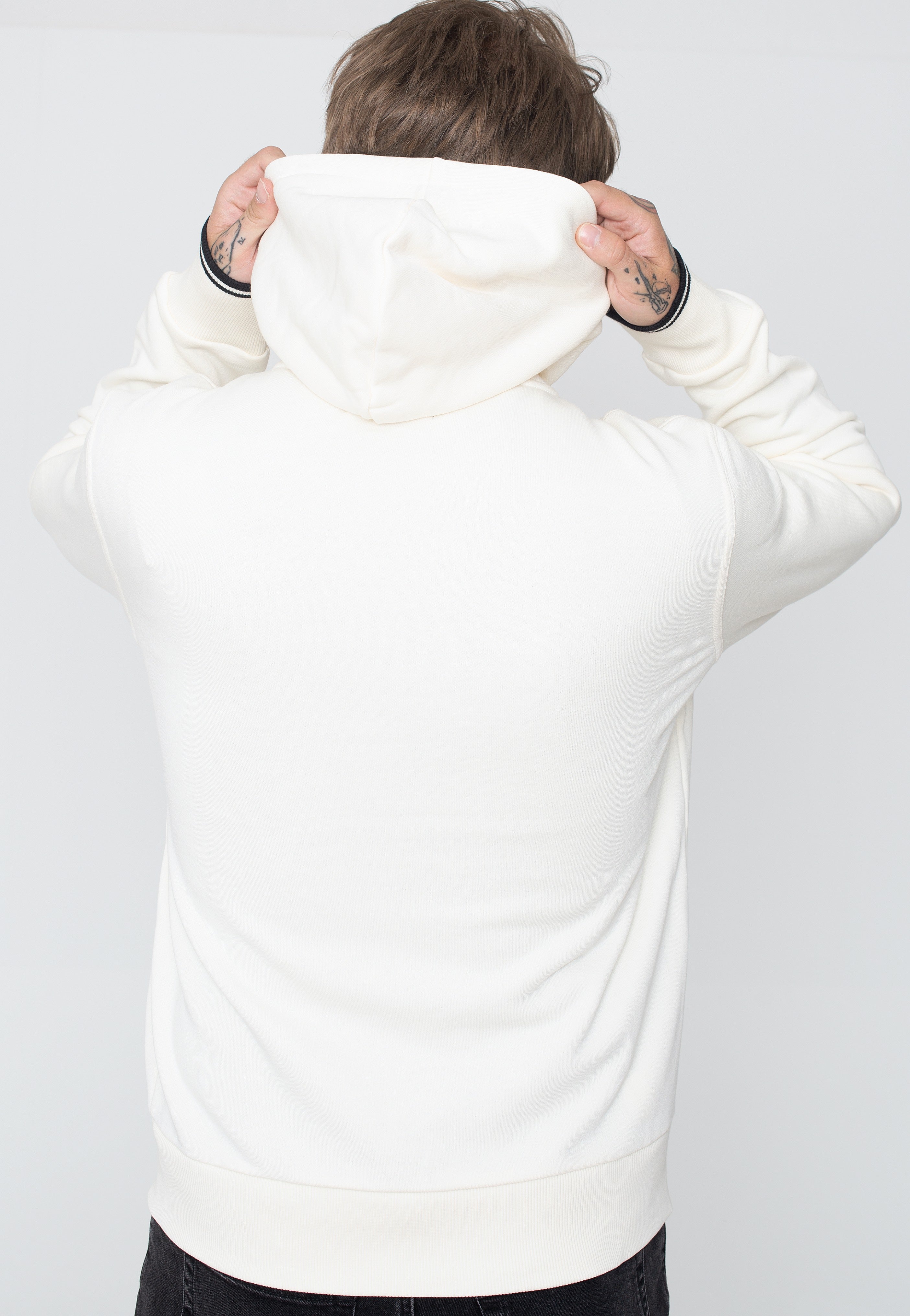 Fred Perry - Hooded Zip Through Ecru / White / White - Zipper | Men-Image