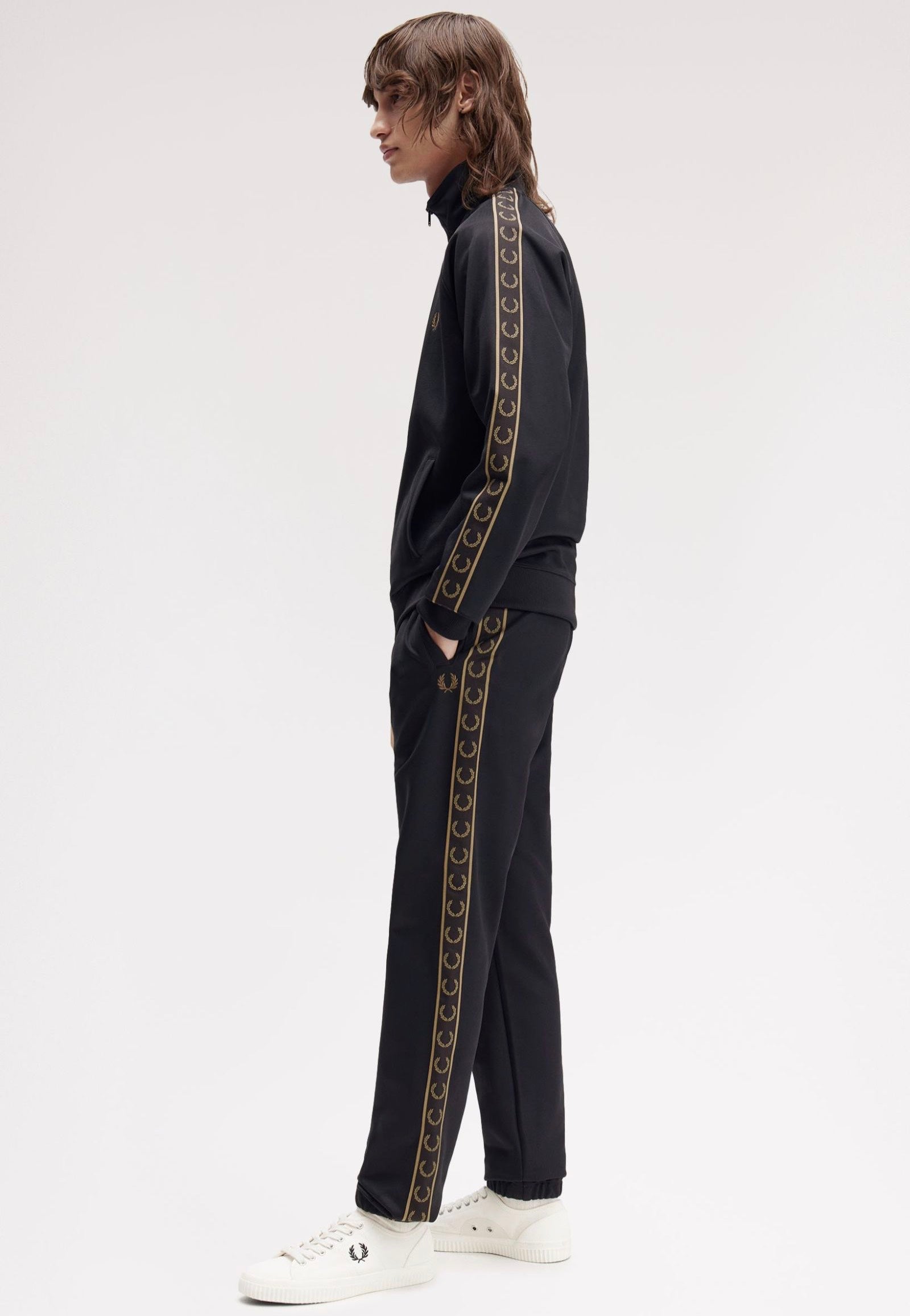 Fred Perry - Contrast Tape Track Black/Shadedstone - Sweat Pants | Men-Image