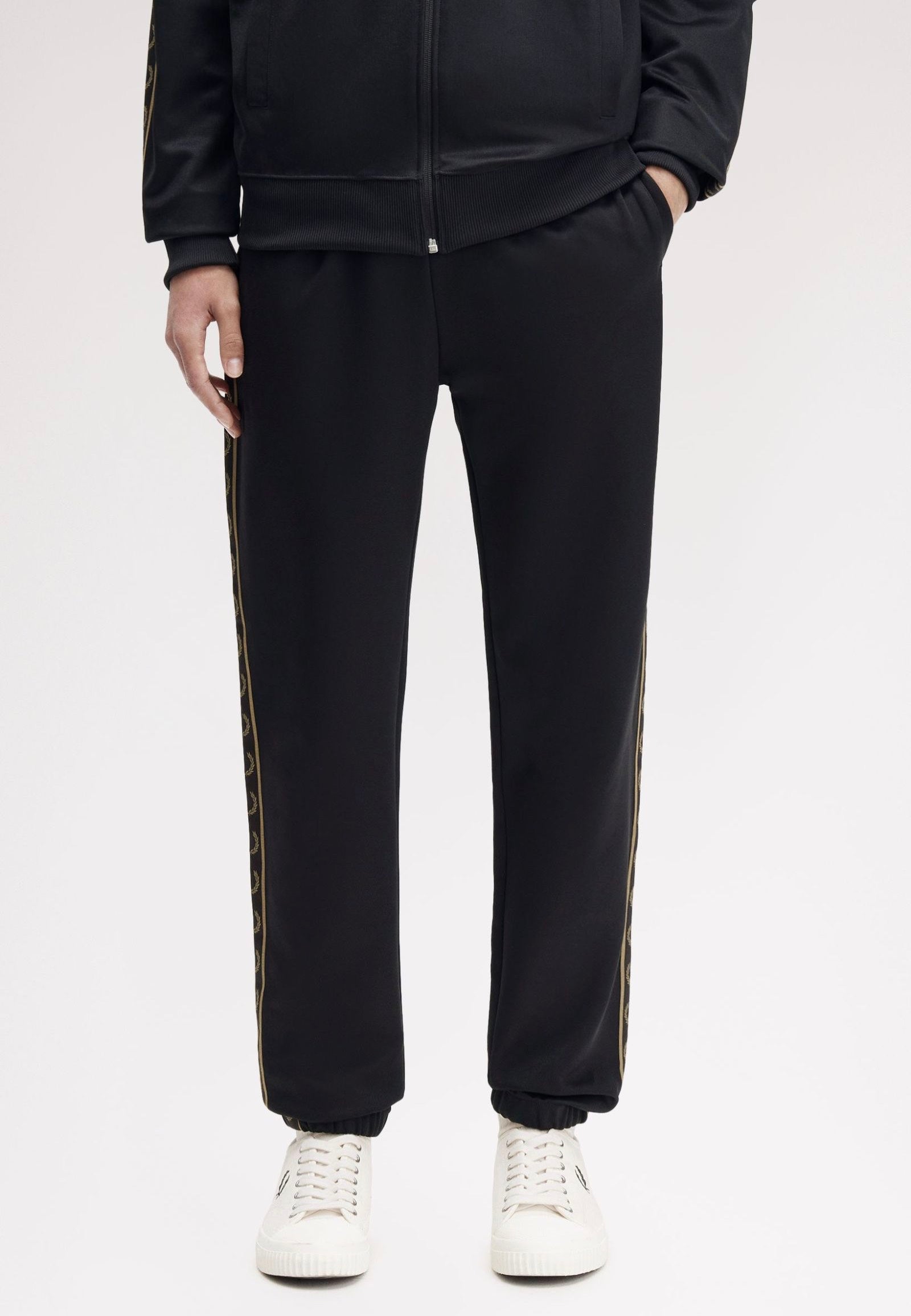 Fred Perry - Contrast Tape Track Black/Shadedstone - Sweat Pants | Men-Image