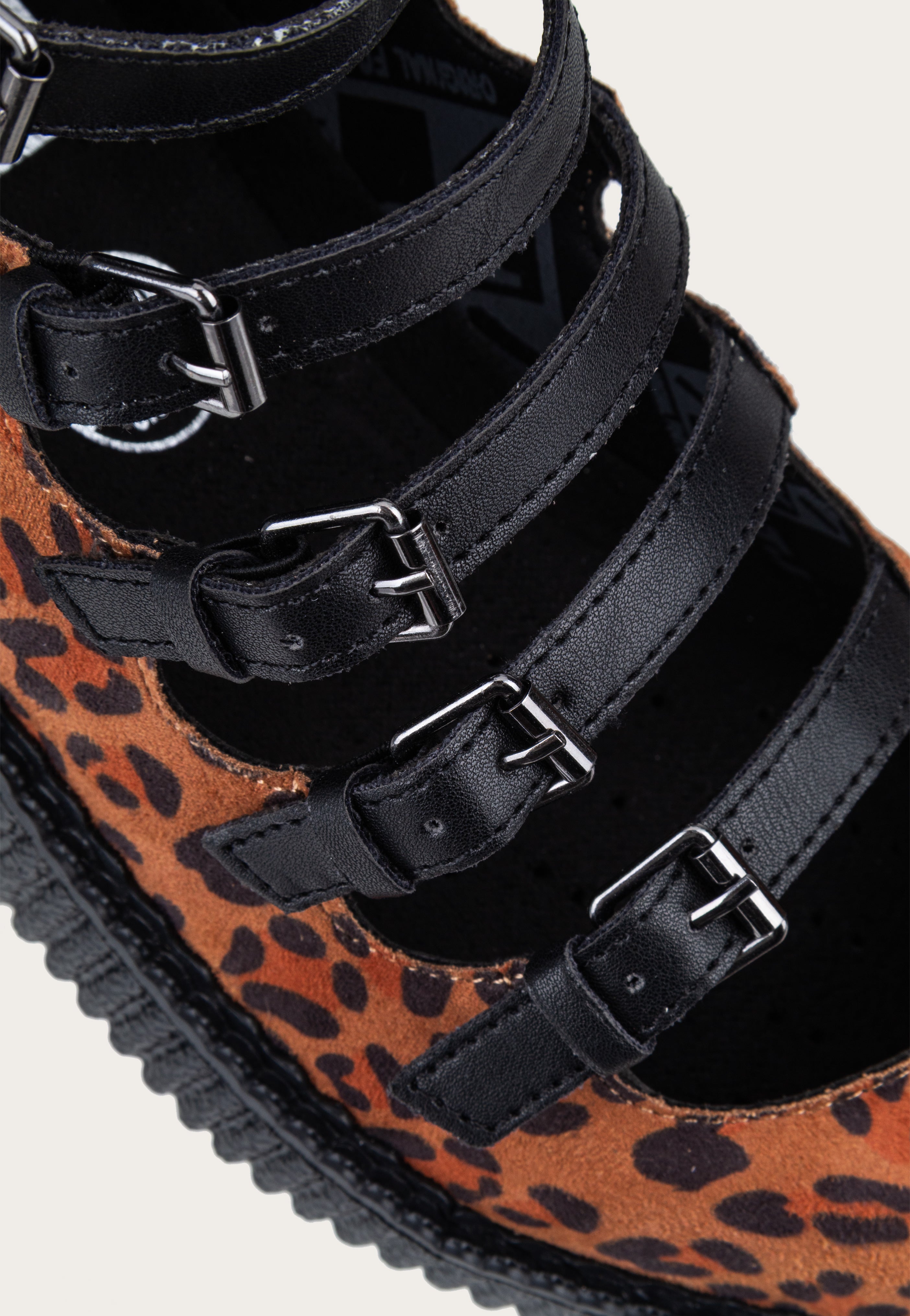 T.U.K. - Ballet Creeper Multi-Strap Leopard Vegan Suede - Girl Sandals | Women-Image