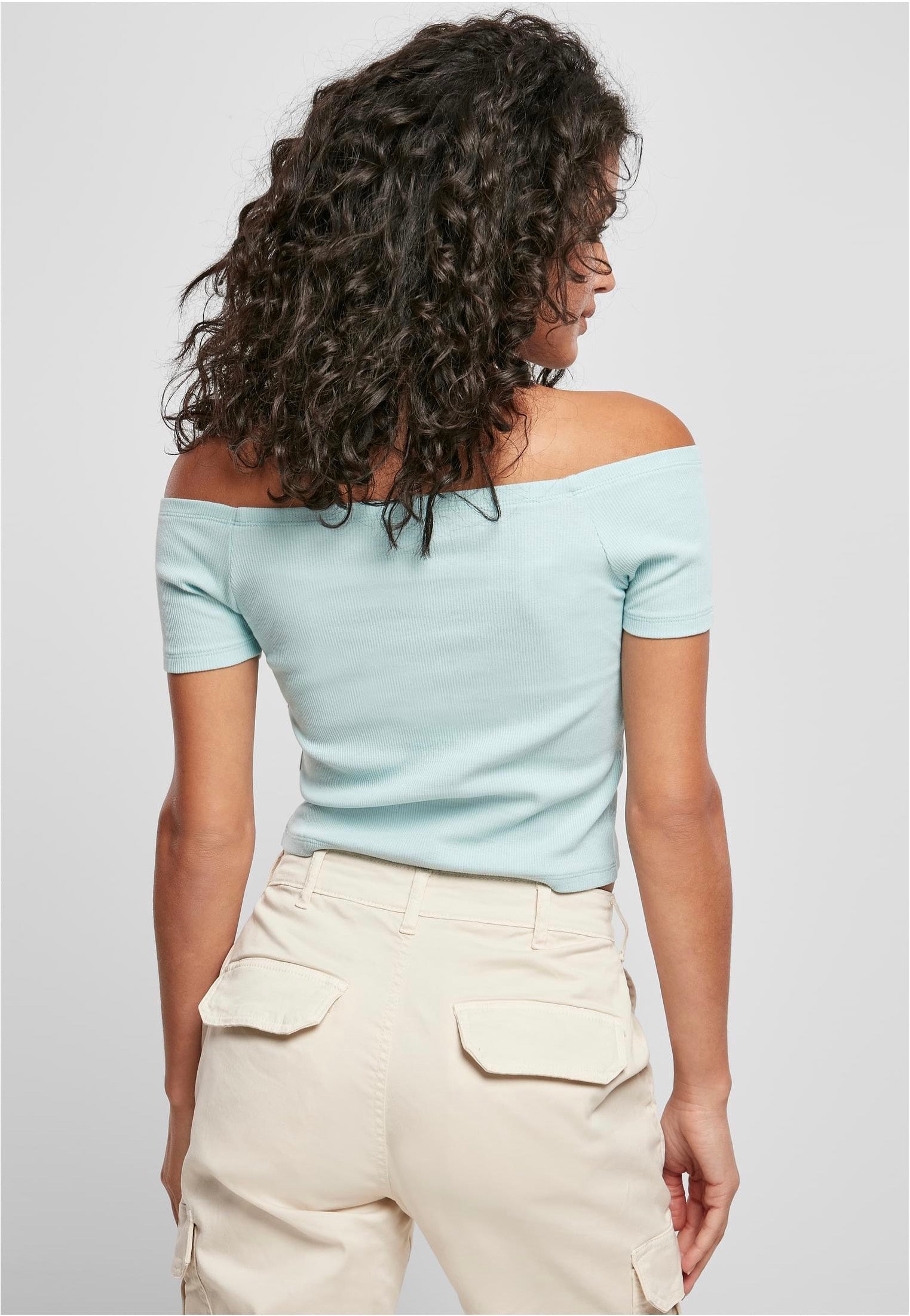 Urban Classics - Ladies Off Shoulder Rib Seablue - T-Shirt | Women-Image