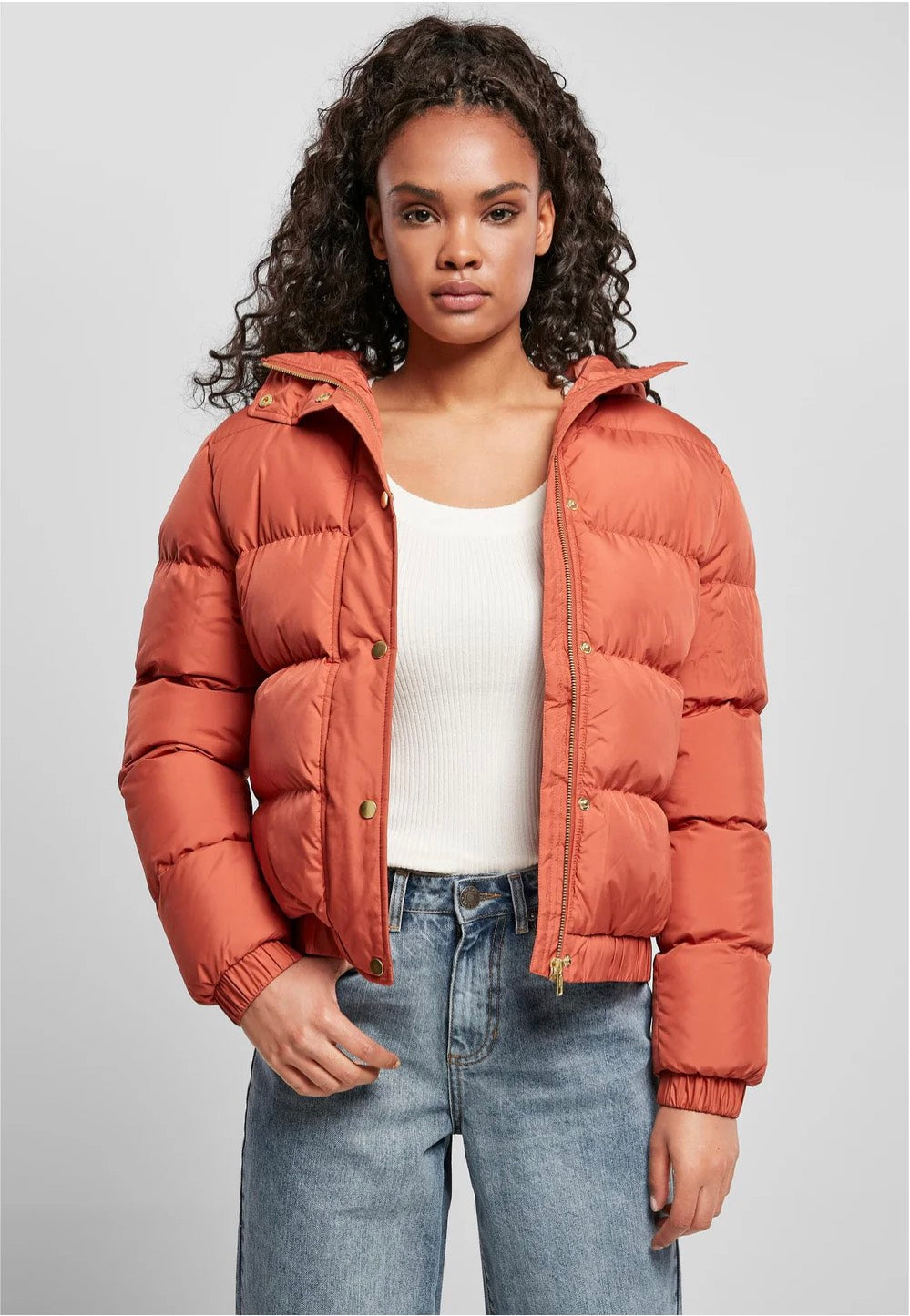 Urban Classics - Ladies Hooded Puffer Red Earth - Jacket | Women-Image