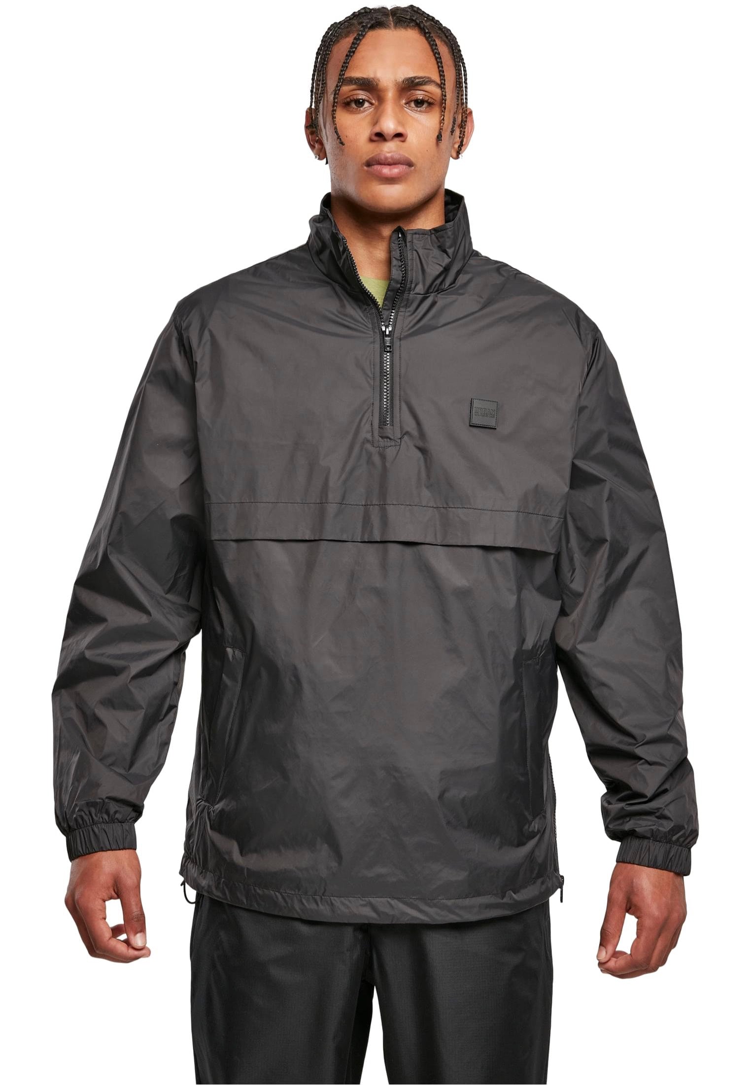 Urban Classics - Stand Up Collar Pull Over Black - Jacket | Men-Image