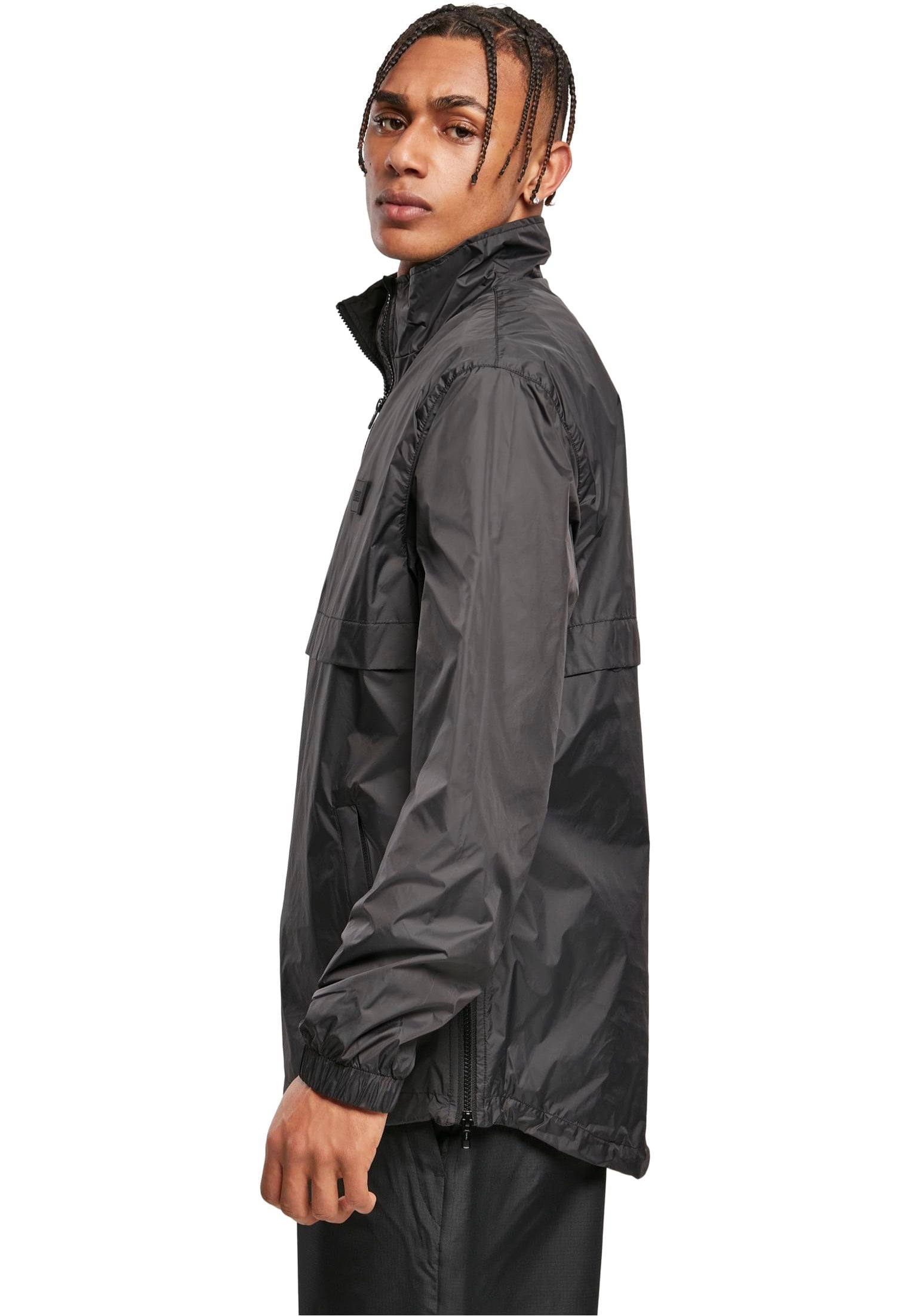 Urban Classics - Stand Up Collar Pull Over Black - Jacket | Men-Image