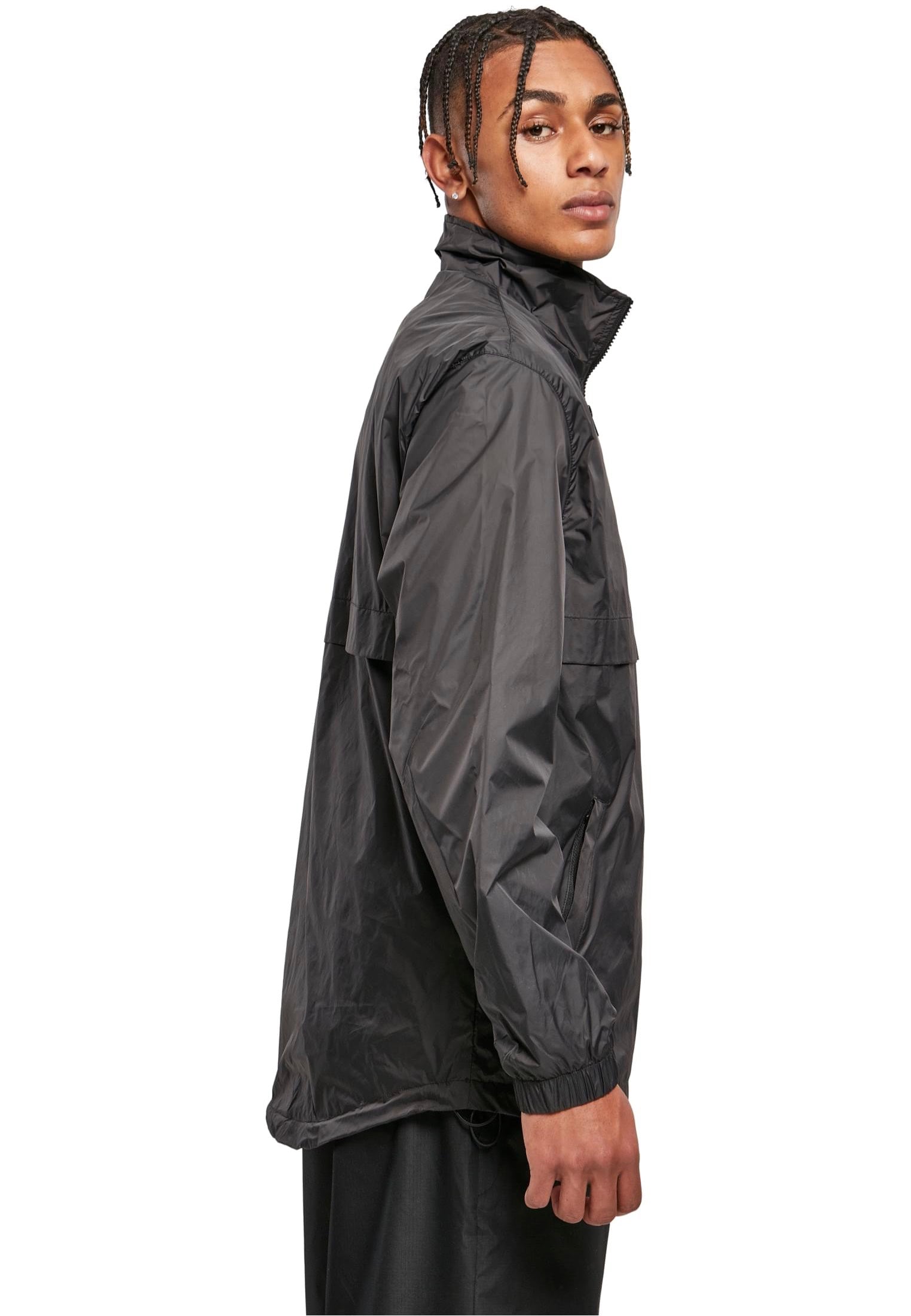 Urban Classics - Stand Up Collar Pull Over Black - Jacket | Men-Image