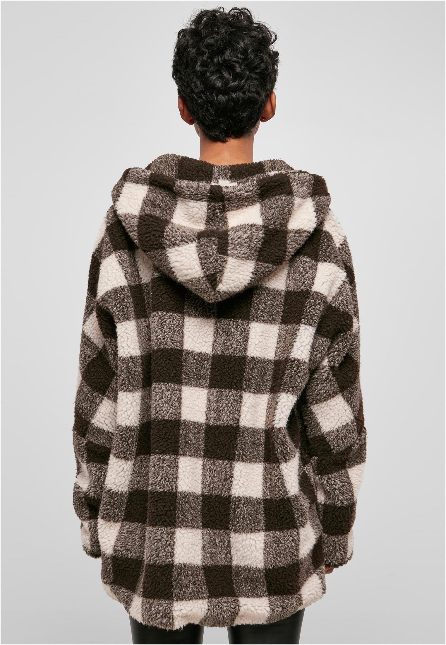 Urban Classics - Ladies Hooded Oversized Check Sherpa Pink/Brown - Jacket | Women-Image