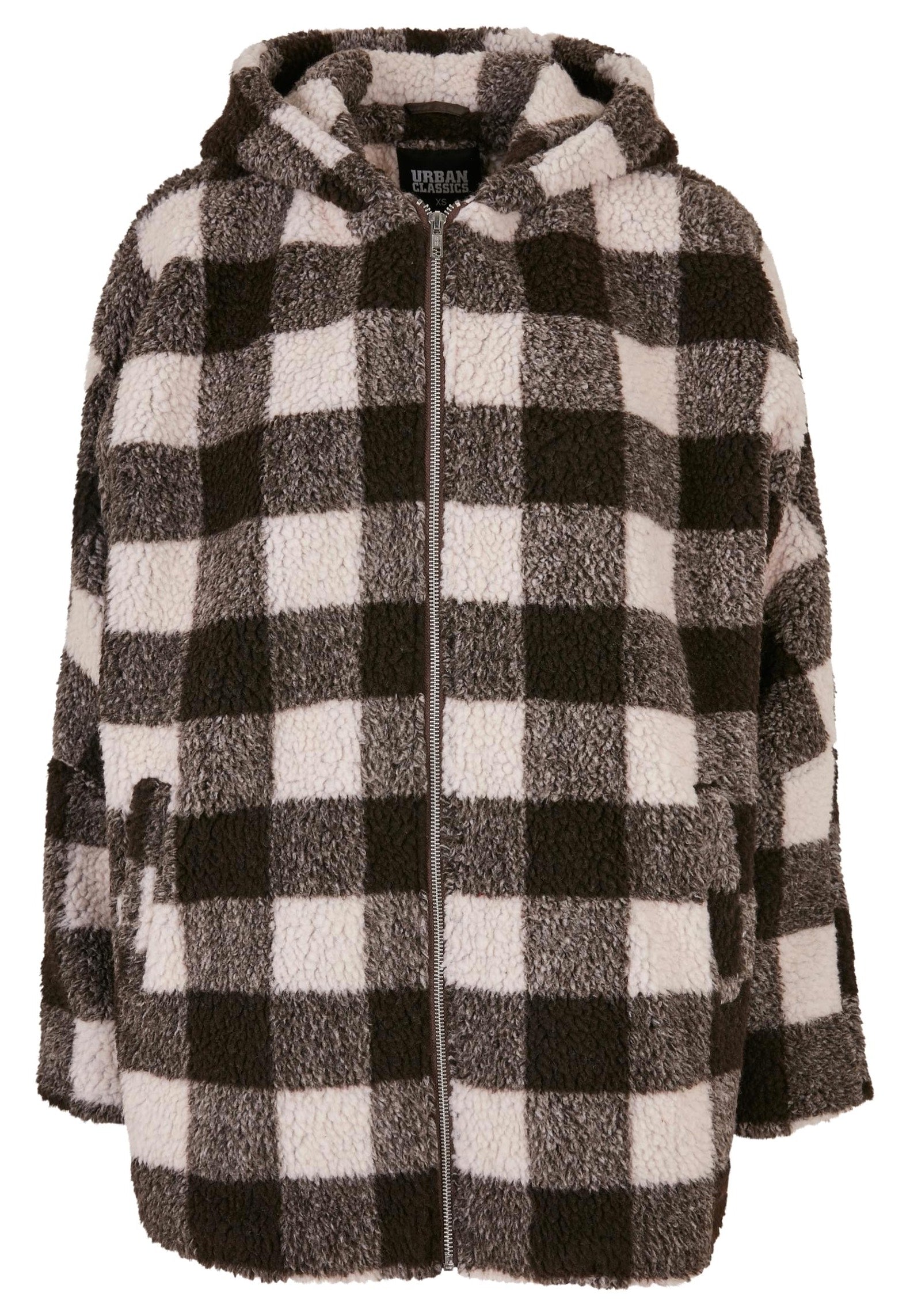 Urban Classics - Ladies Hooded Oversized Check Sherpa Pink/Brown - Jacket | Women-Image