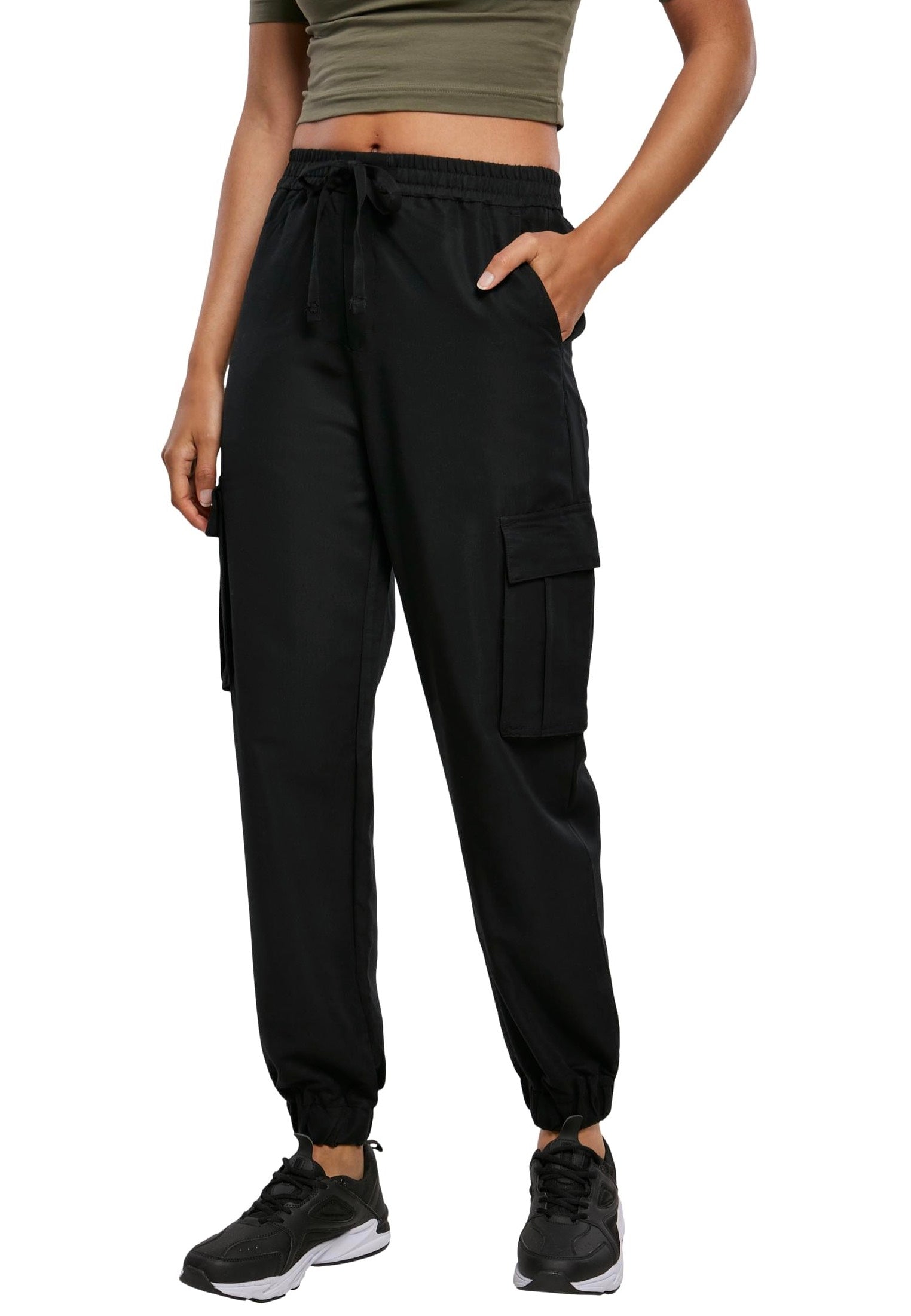 Urban Classics - Ladies Viscose Twill Black - Pants | Women-Image