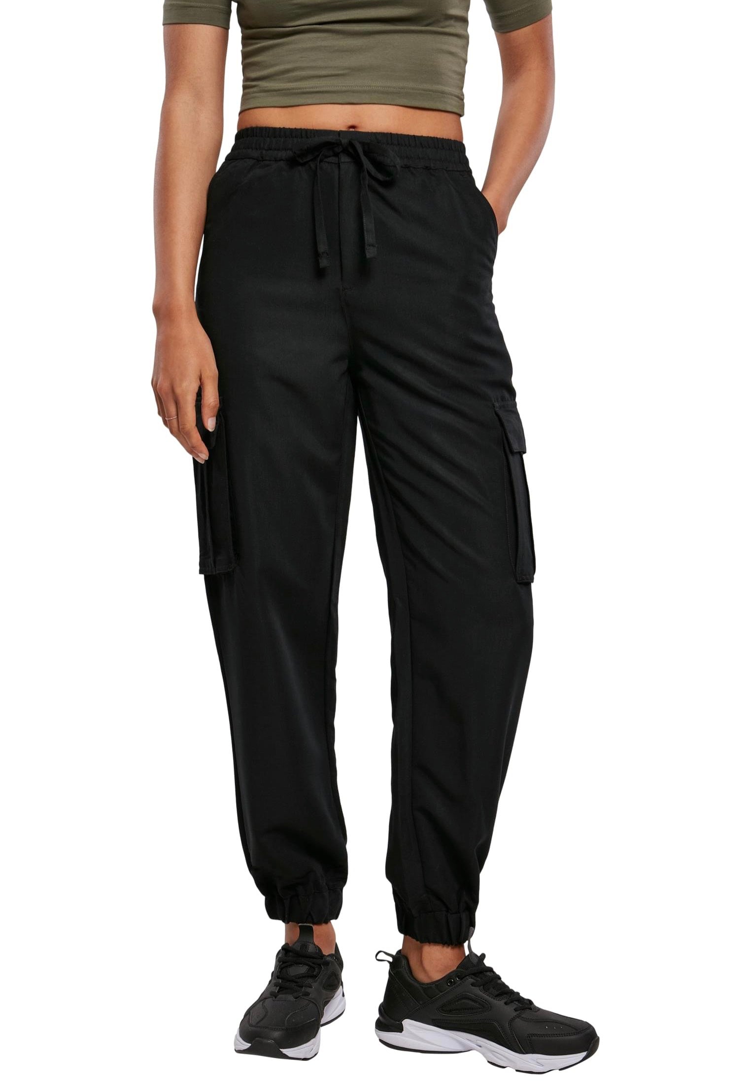 Urban Classics - Ladies Viscose Twill Black - Pants | Women-Image