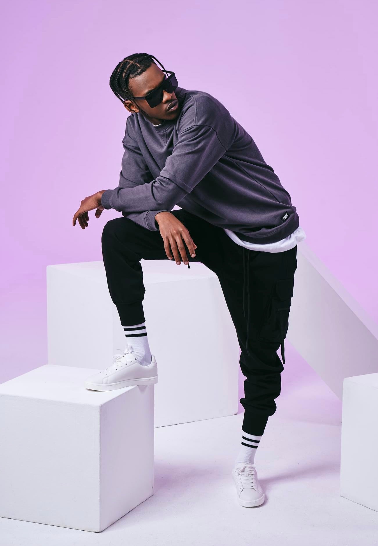 Urban Classics - Zip Away Oversized Terry Crew Darkshadow - Sweater | Men-Image