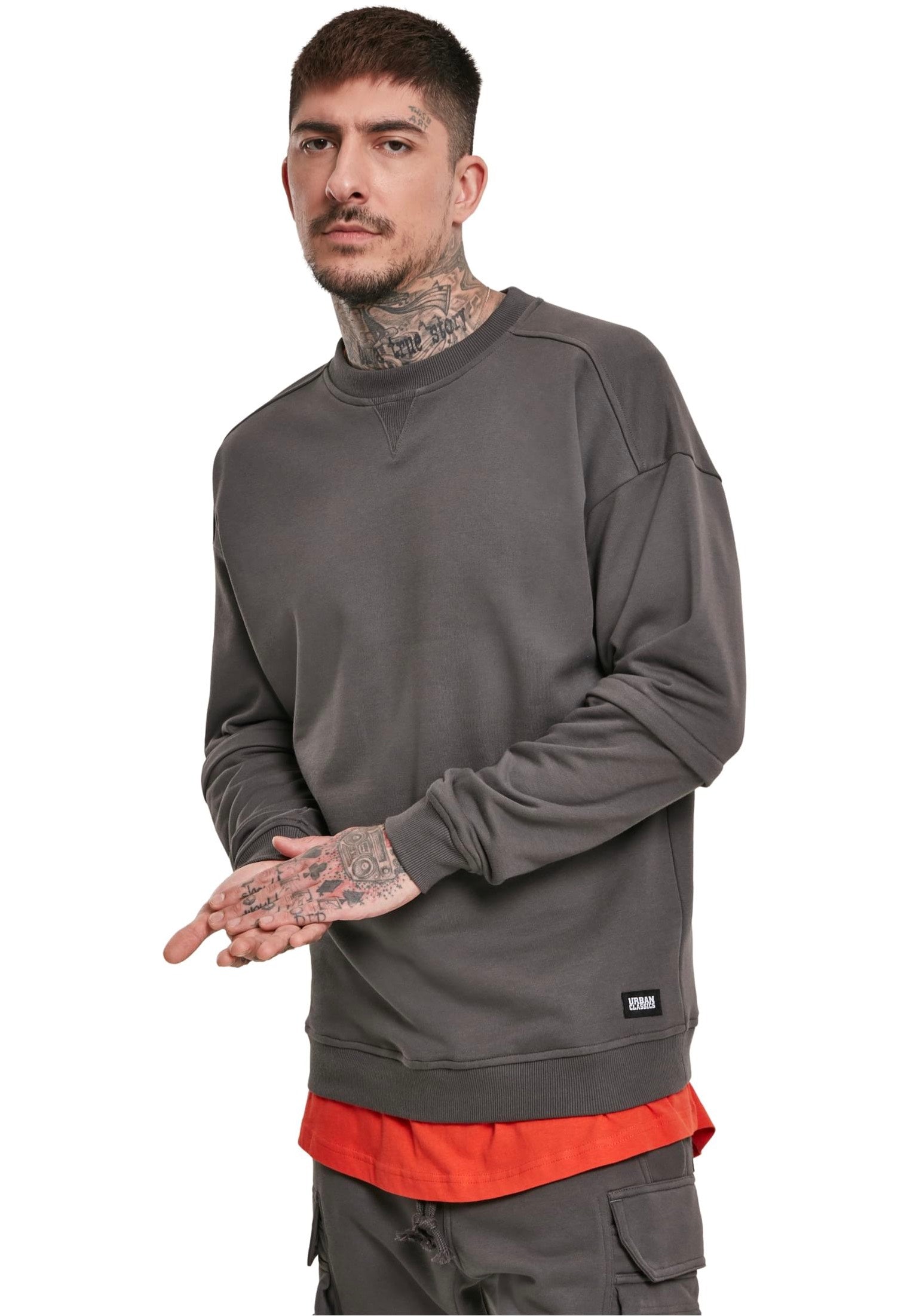 Urban Classics - Zip Away Oversized Terry Crew Darkshadow - Sweater | Men-Image