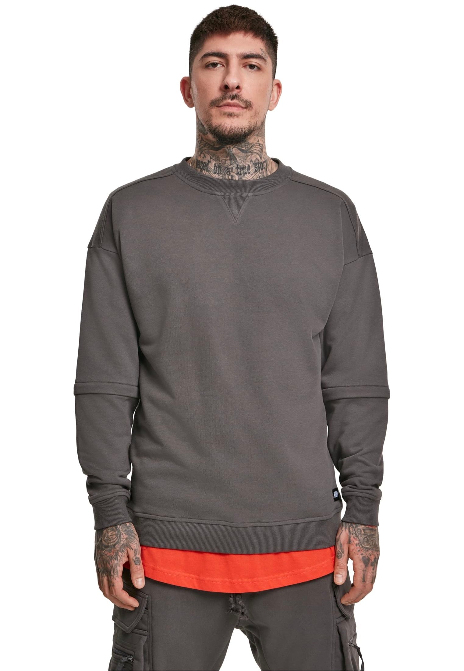 Urban Classics - Zip Away Oversized Terry Crew Darkshadow - Sweater | Men-Image