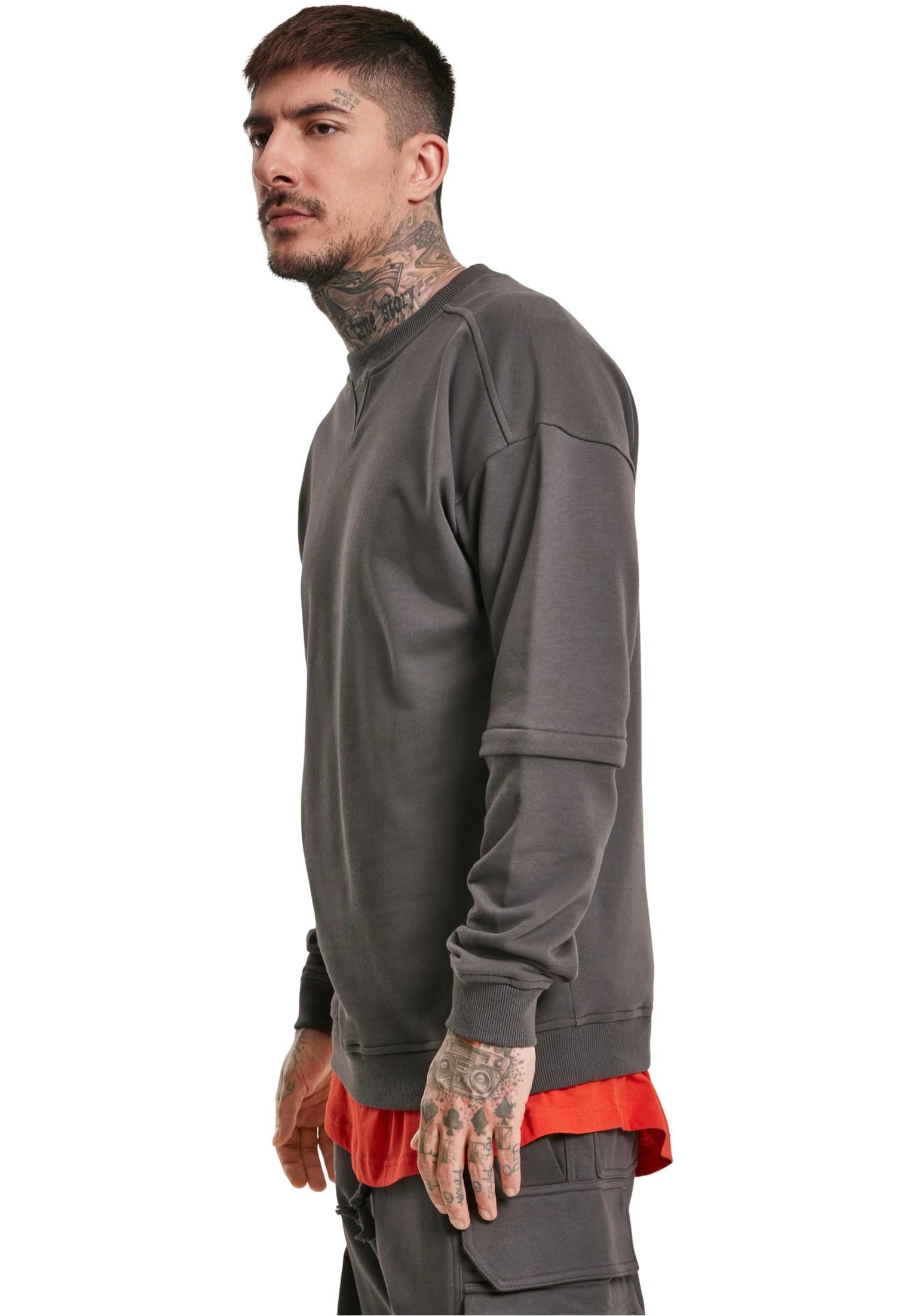Urban Classics - Zip Away Oversized Terry Crew Darkshadow - Sweater | Men-Image