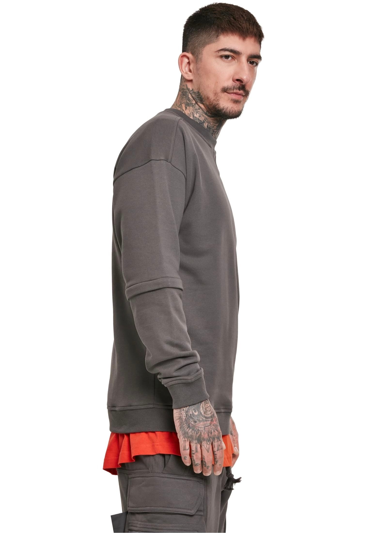 Urban Classics - Zip Away Oversized Terry Crew Darkshadow - Sweater | Men-Image