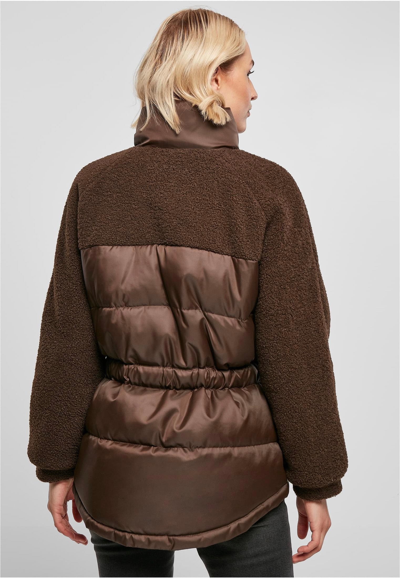 Urban Classics - Ladies Sherpa Mix Puffer Brown - Jacket | Women-Image