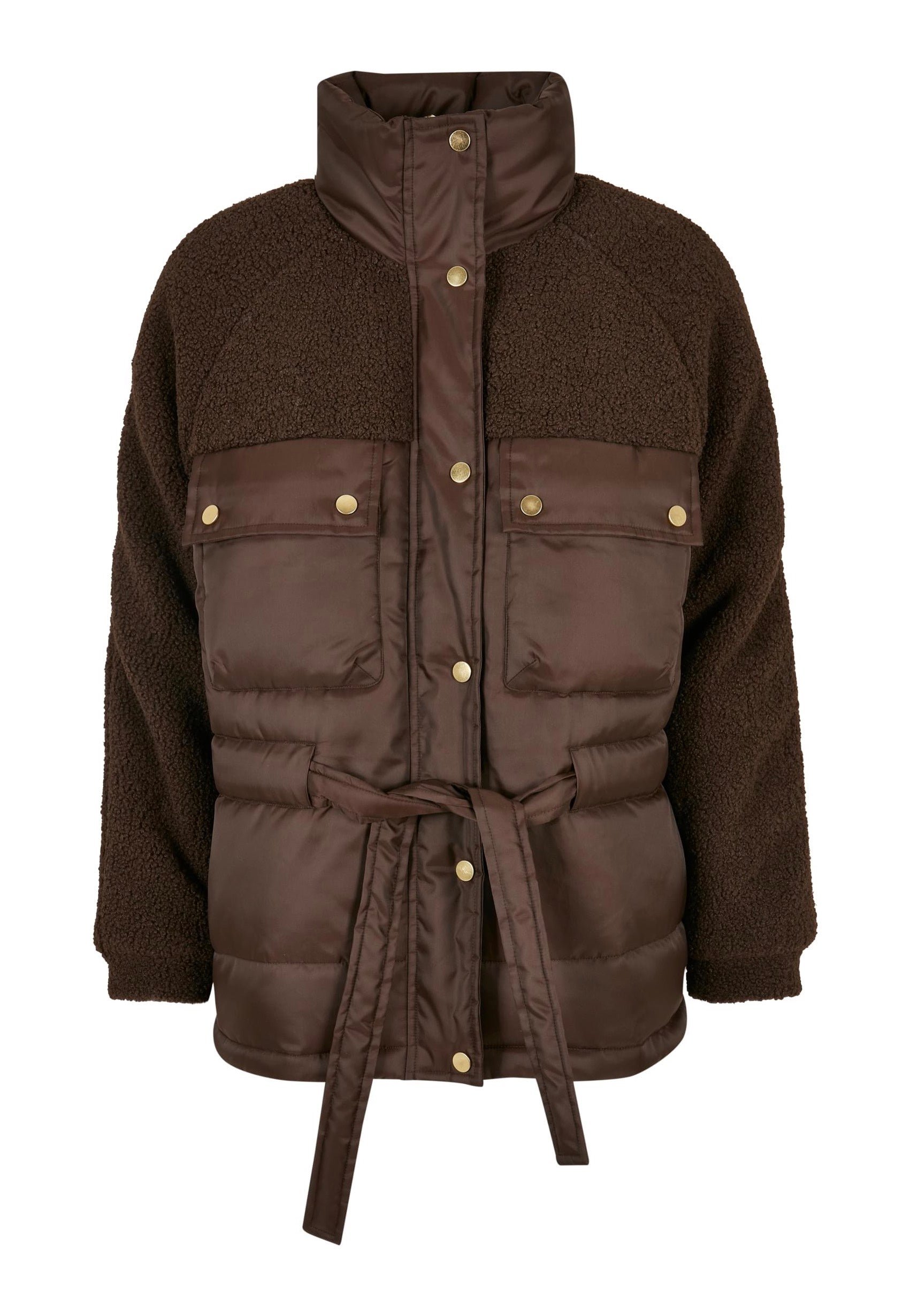Urban Classics - Ladies Sherpa Mix Puffer Brown - Jacket | Women-Image