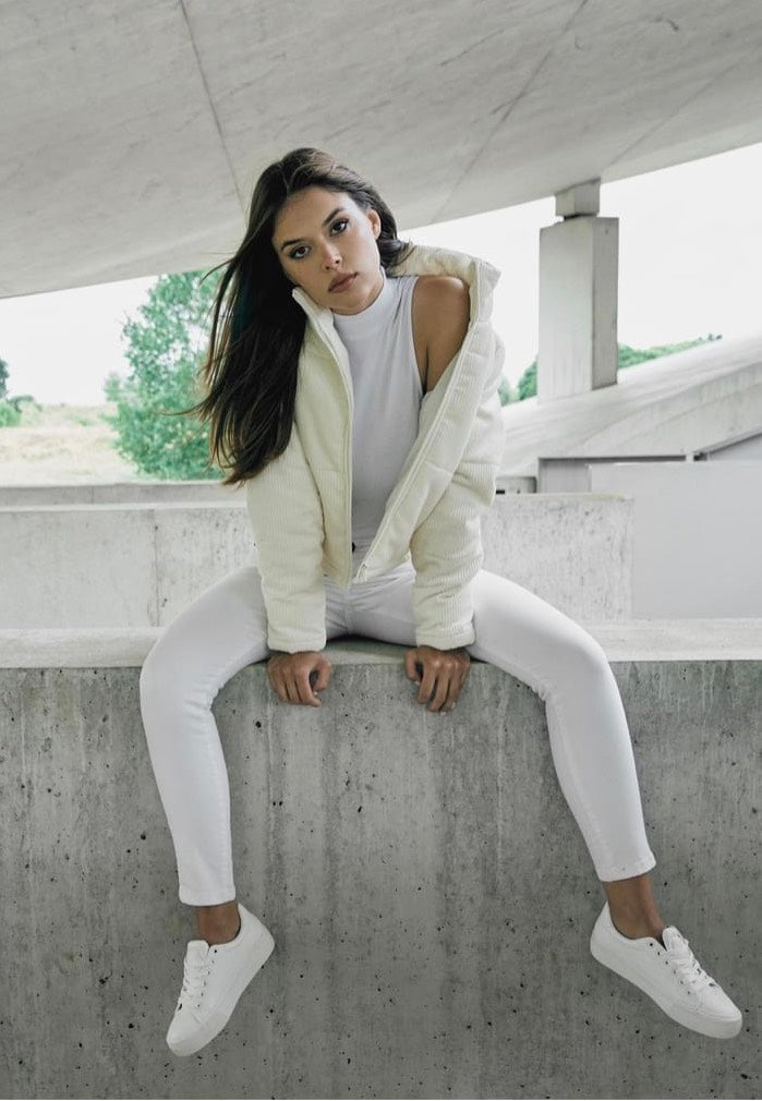 Urban Classics - Ladies Corduroy Puffer White Sand - Jacket | Women-Image