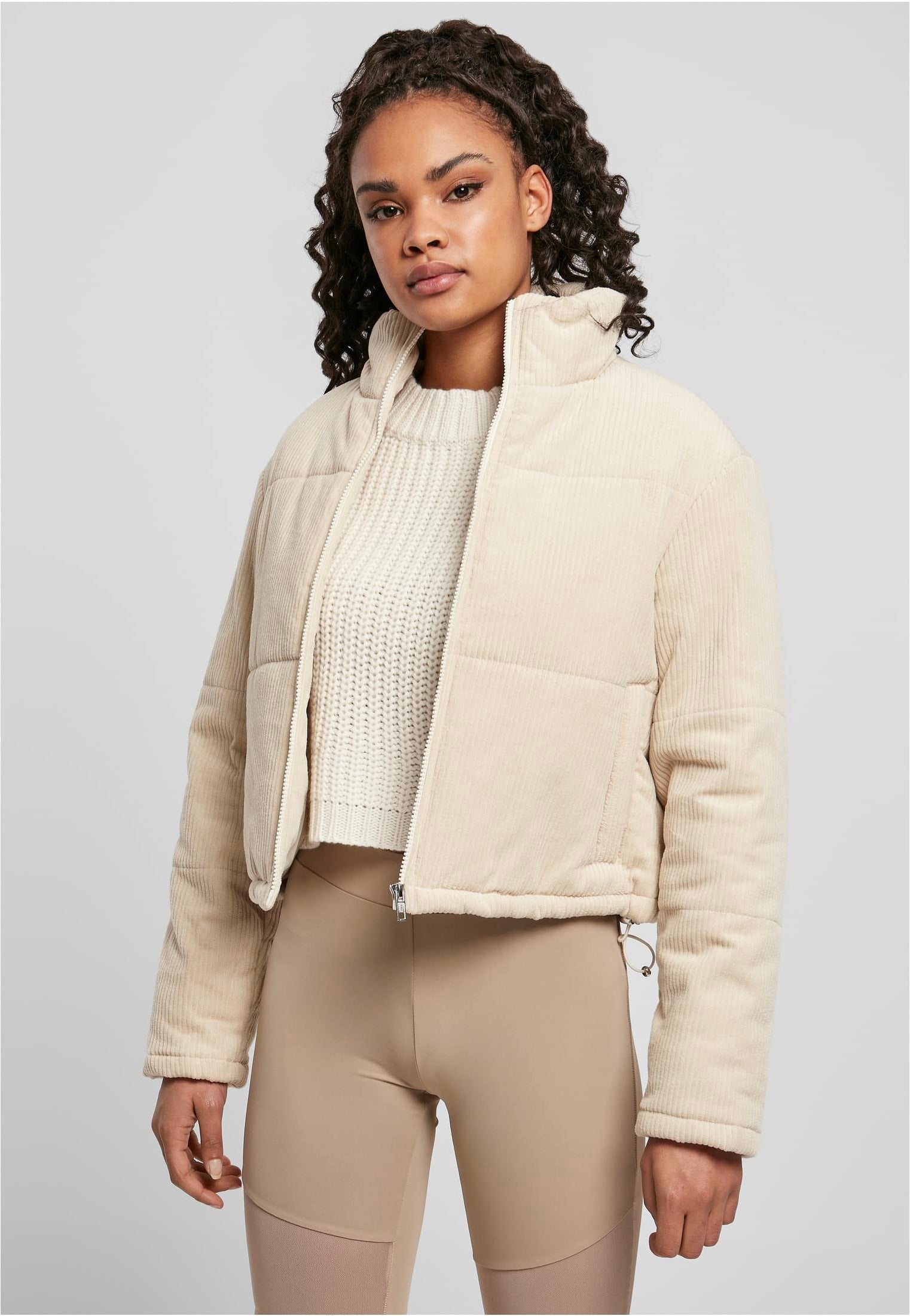Urban Classics - Ladies Corduroy Puffer White Sand - Jacket | Women-Image