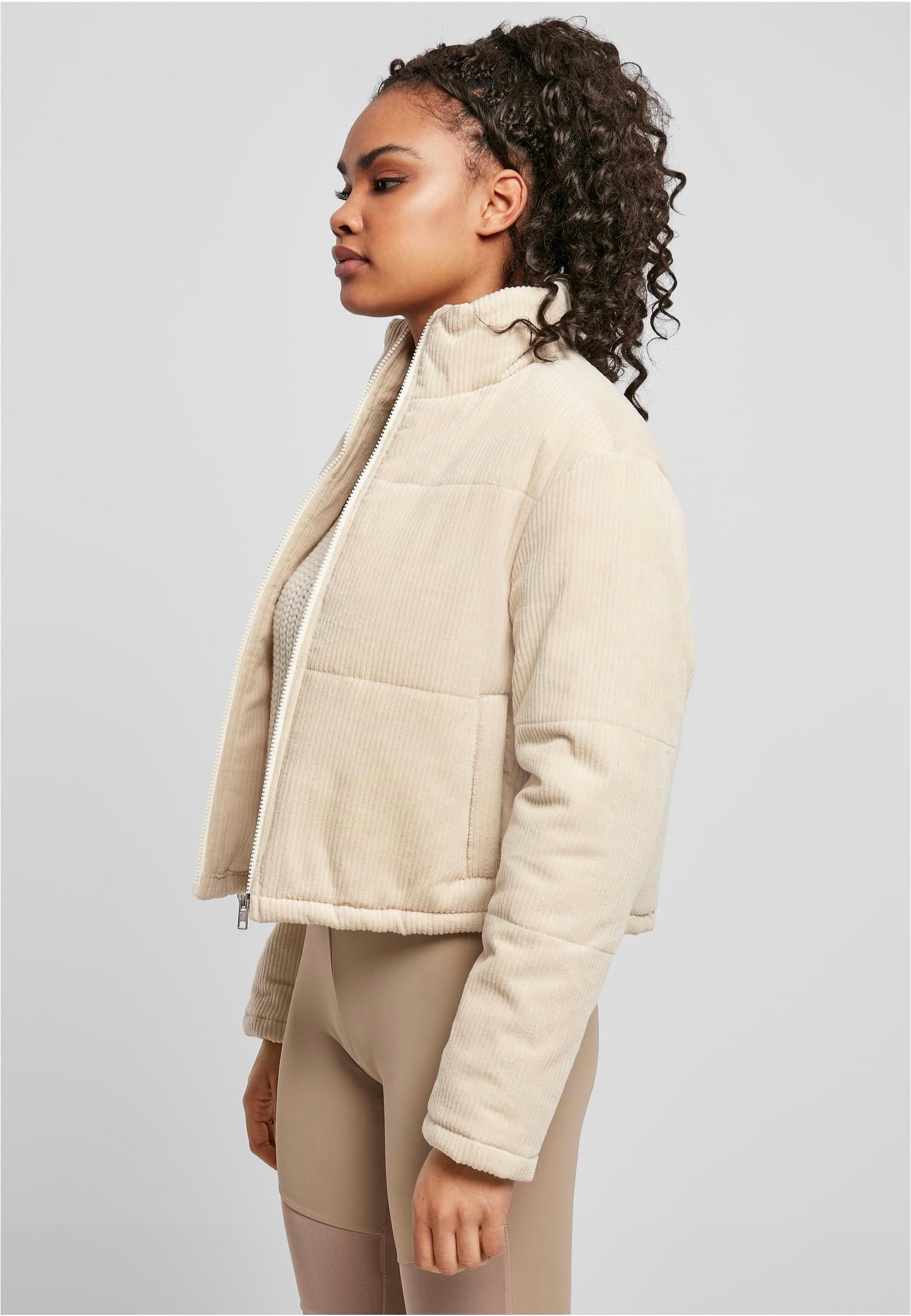 Urban Classics - Ladies Corduroy Puffer White Sand - Jacket | Women-Image