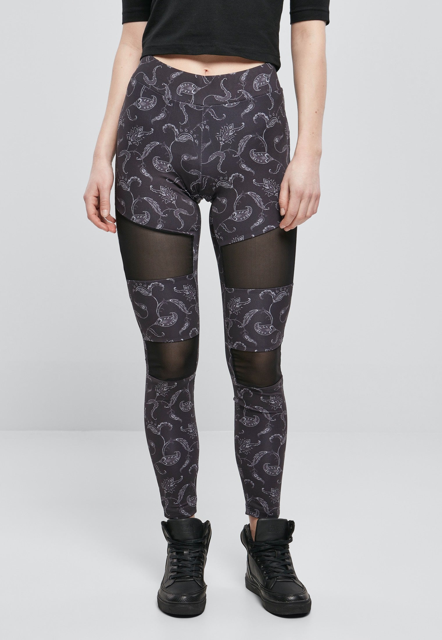 Urban Classics - Tech Mesh AOP Black Paisley - Leggings | Women-Image