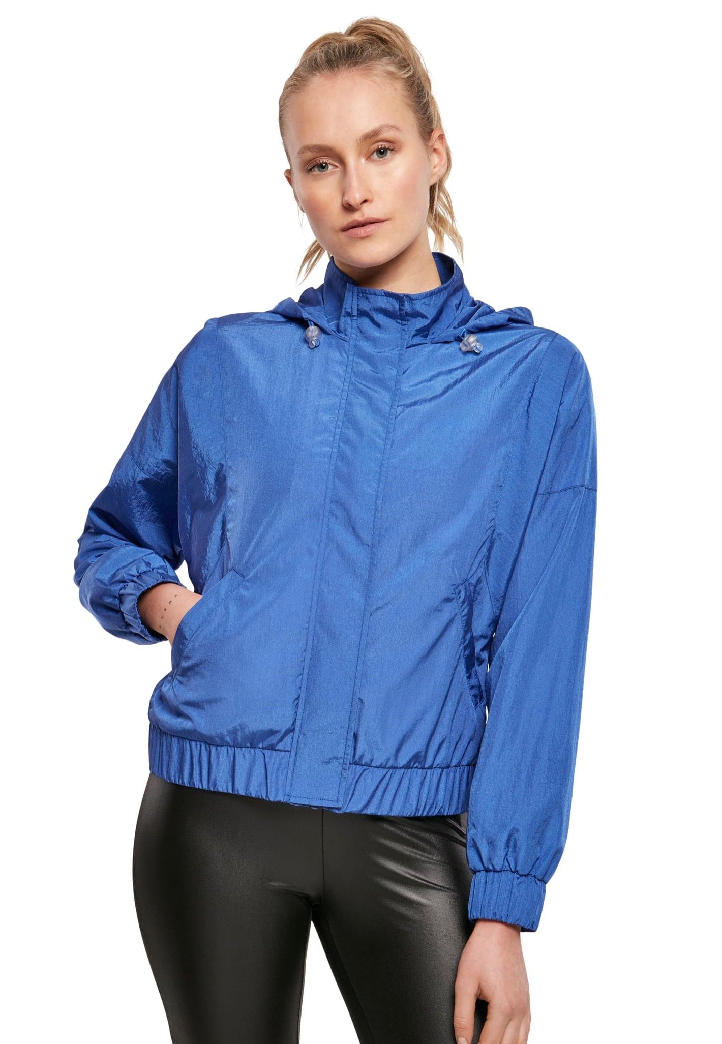 Urban Classics - Ladies Oversized Shiny Crinkle Nylon Sporty Blue - Jacket | Women-Image