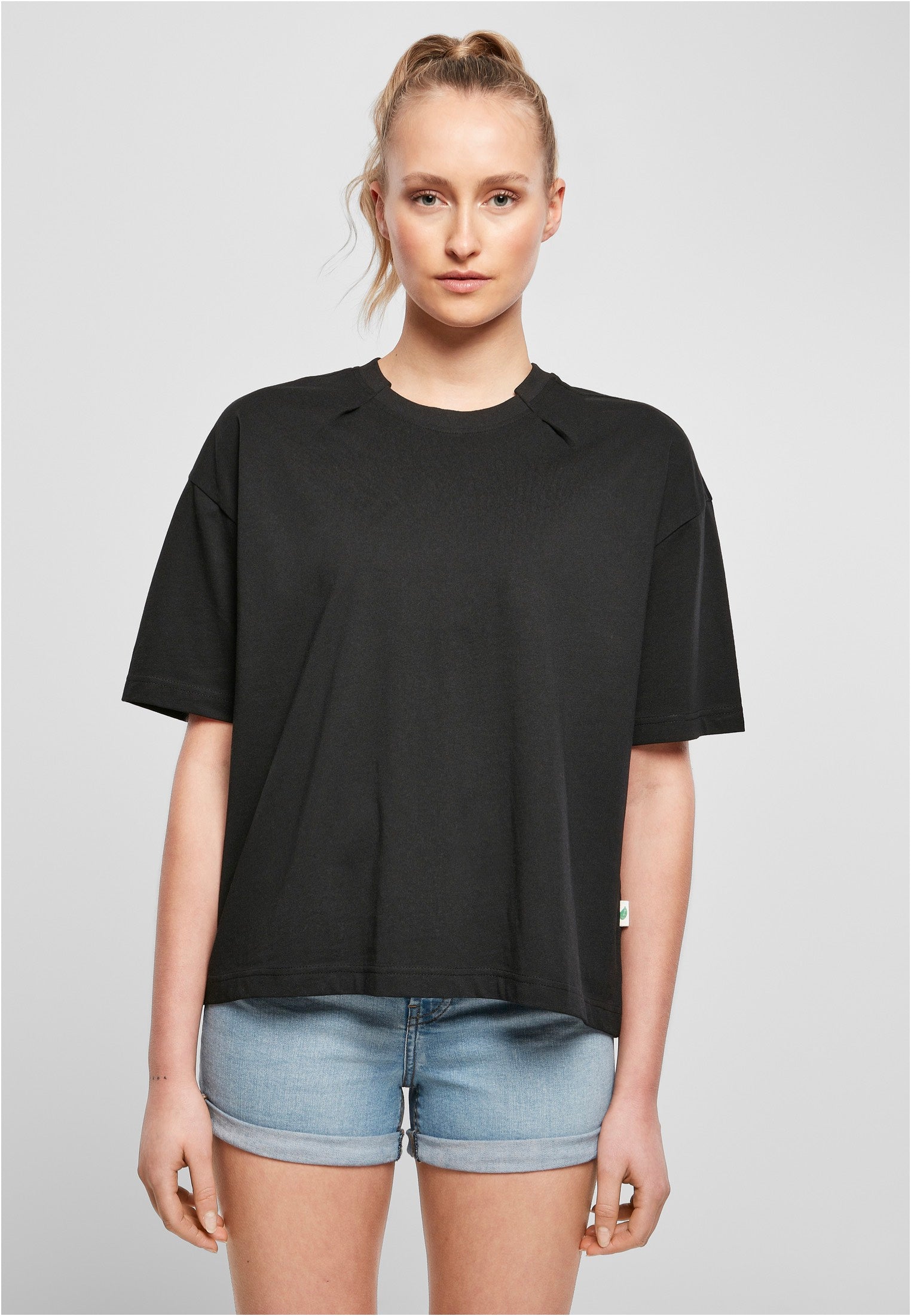 Urban Classics - Ladies Organic Oversized Pleat Pack Of 2 White Black - T-Shirt | Women-Image