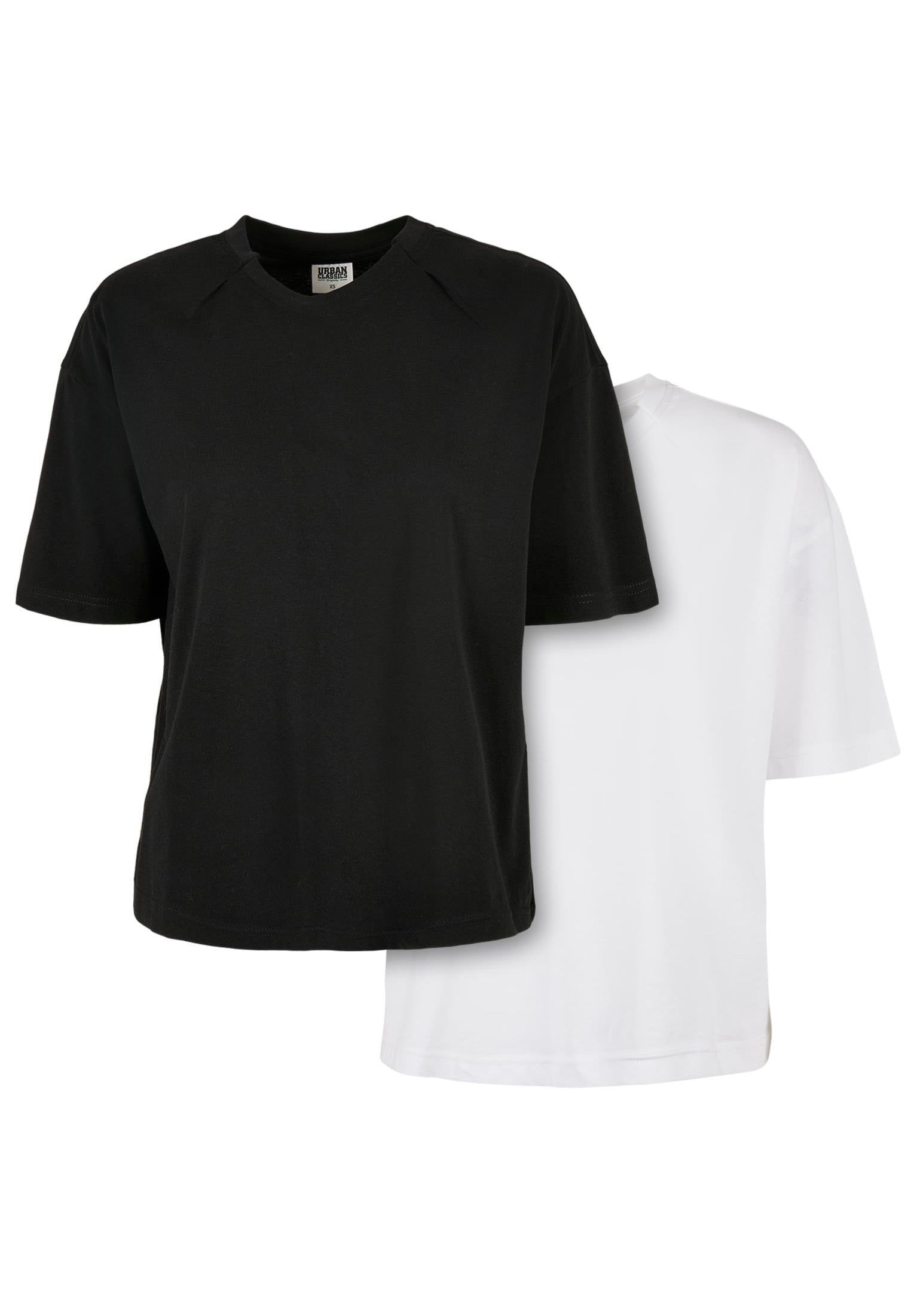 Urban Classics - Ladies Organic Oversized Pleat Pack Of 2 White Black - T-Shirt | Women-Image